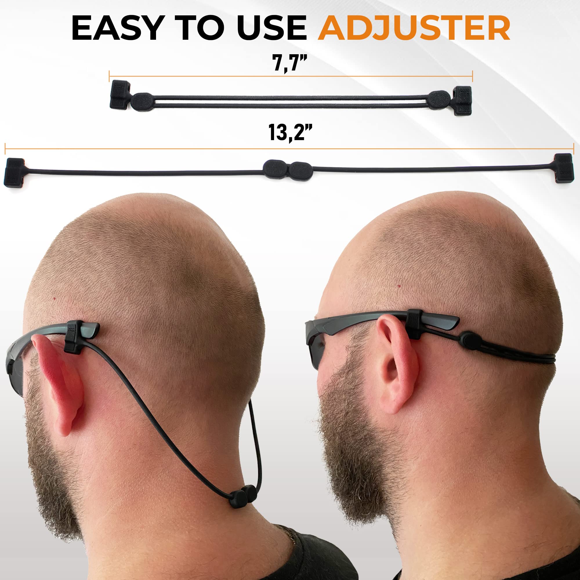SIGONNA Adjustable Silicone Glasses Strap for Men & Women - Eyeglasses & Sunglasses Holder with 2 Cords (13
