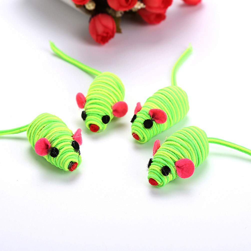 TEHAUX 6PCS Elastic Rope Cat Toy Mice - Interactive Teaser & Chew Toys for Small, Medium & Large Cats (Random Colors) - Perfect for Playtime, Exercise & Dental Health