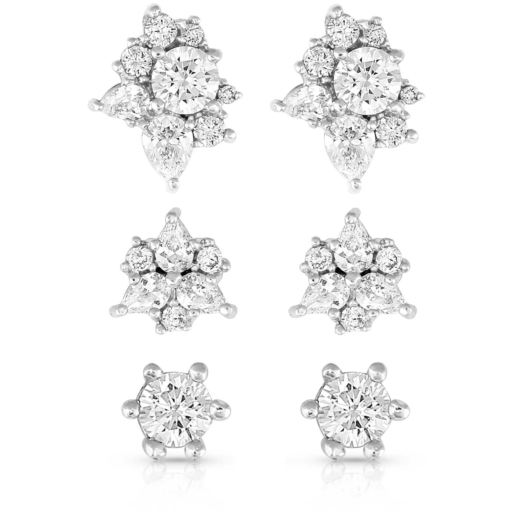 Triple Play Crystal Post Earrings for Women - Elegant & Hypoallergenic Stud Earrings for Daily Wear, Parties & Gifts | Perfect for Work, Date Night & Special Occasions