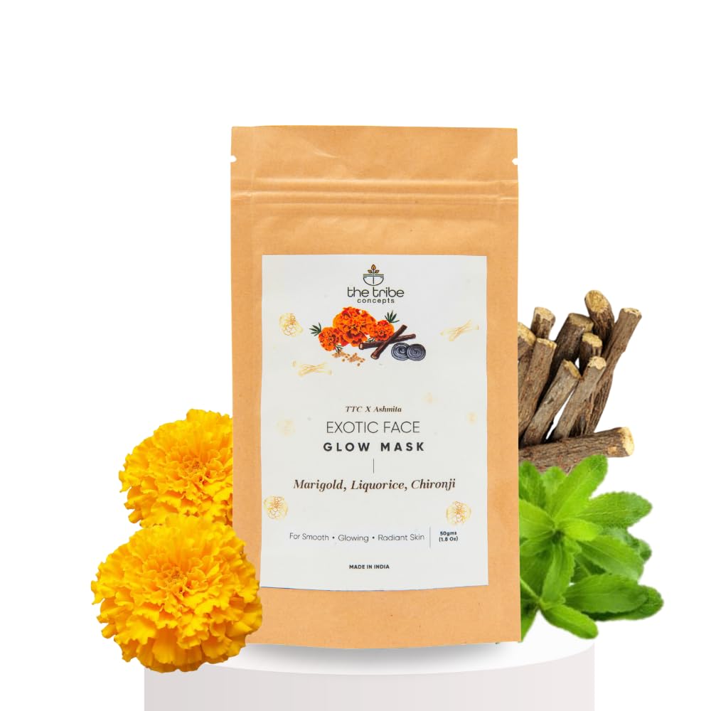 The Tribe Concepts Exotic Face Glow Powder Mask - 50g | Brightening & Hydrating Facial Treatment for Glowing Skin | Perfect for Spa Nights & Self-Care Rituals