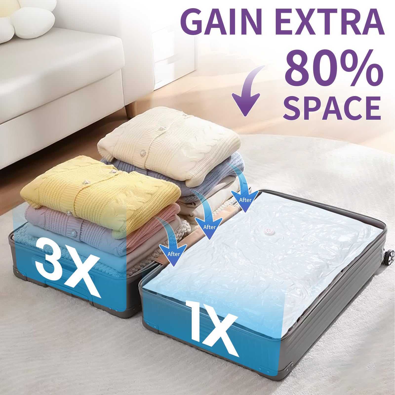 25 Pack Vacuum Storage Bags with Electric Air Pump - 5 Jumbo/5 Large/5 Medium/5 Small/5 Roll Up Bags | Space Saving Vacuum Seal Bags for Clothes, Travel, Luggage, Blankets, Bedding & Moving | Perfect for Home Organization, Seasonal Storage & Travel Packing