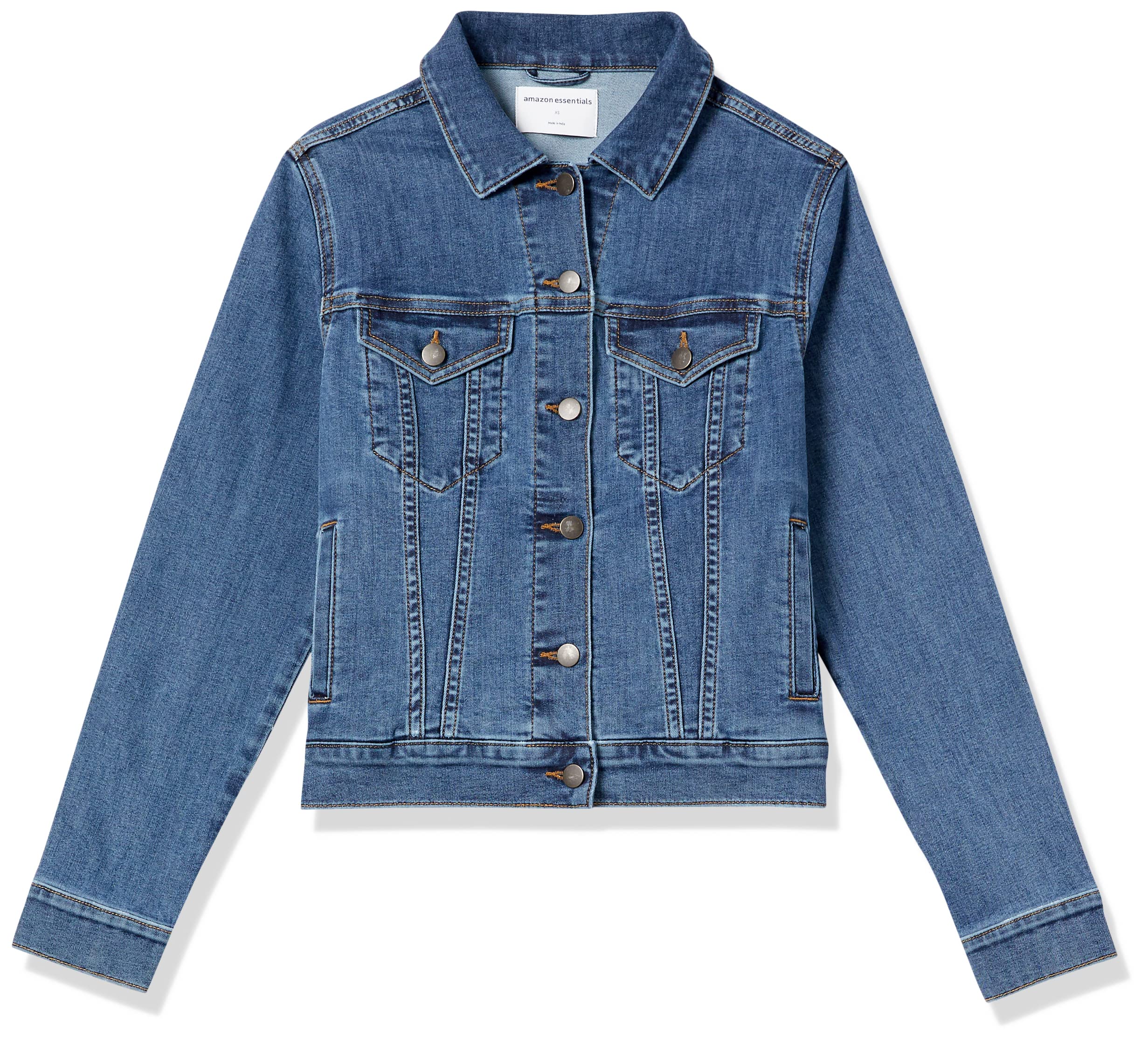 Amazon Essentials Women's Denim Jacket - Plus Size & Regular Fit Casual Outerwear for Spring & Fall Fashion | Perfect for Layering, Weekend Outings & Street Style Looks