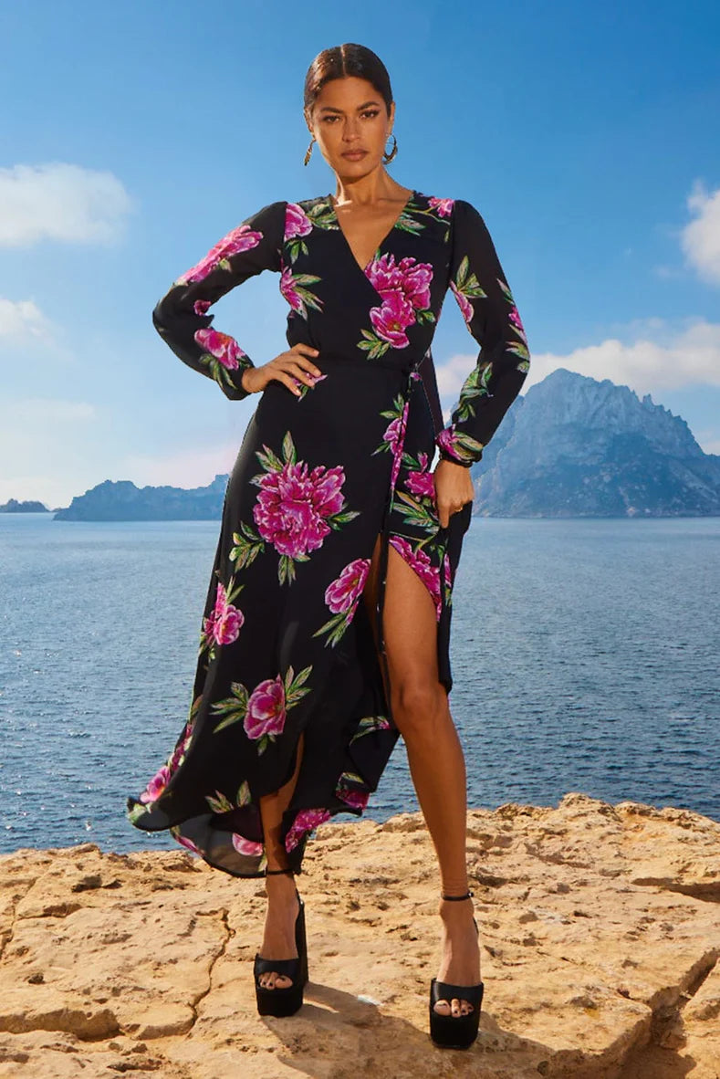 Jagger Maxi Dress in Pink Peony - Flowy Long Summer Dress for Women, Perfect for Beach, Vacation & Casual Outings