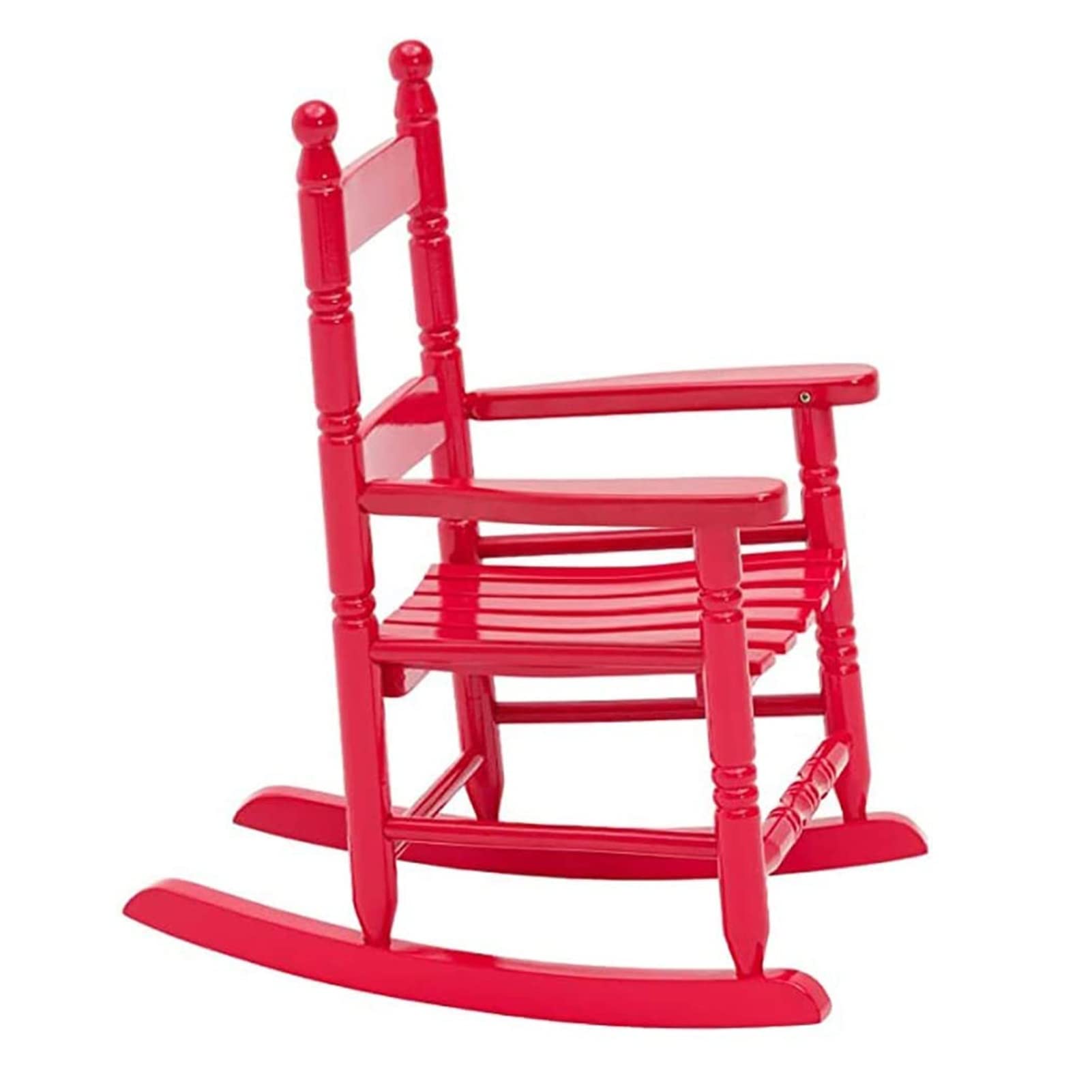 Kids Outdoor Rocking Chair - Red Wooden Porch Rocker for Living Room, Balcony, Lawn & Backyard - Supports 220lbs (100kg) - Perfect for Relaxing, Reading & Playtime