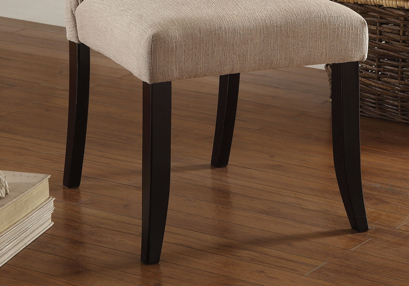 Contemporary Rustic Style Beige Fabric Upholstered Tufted Dining Chairs, Set of 2 - Perfect for Kitchen, Breakfast Nook & Farmhouse Dining Room Decor
