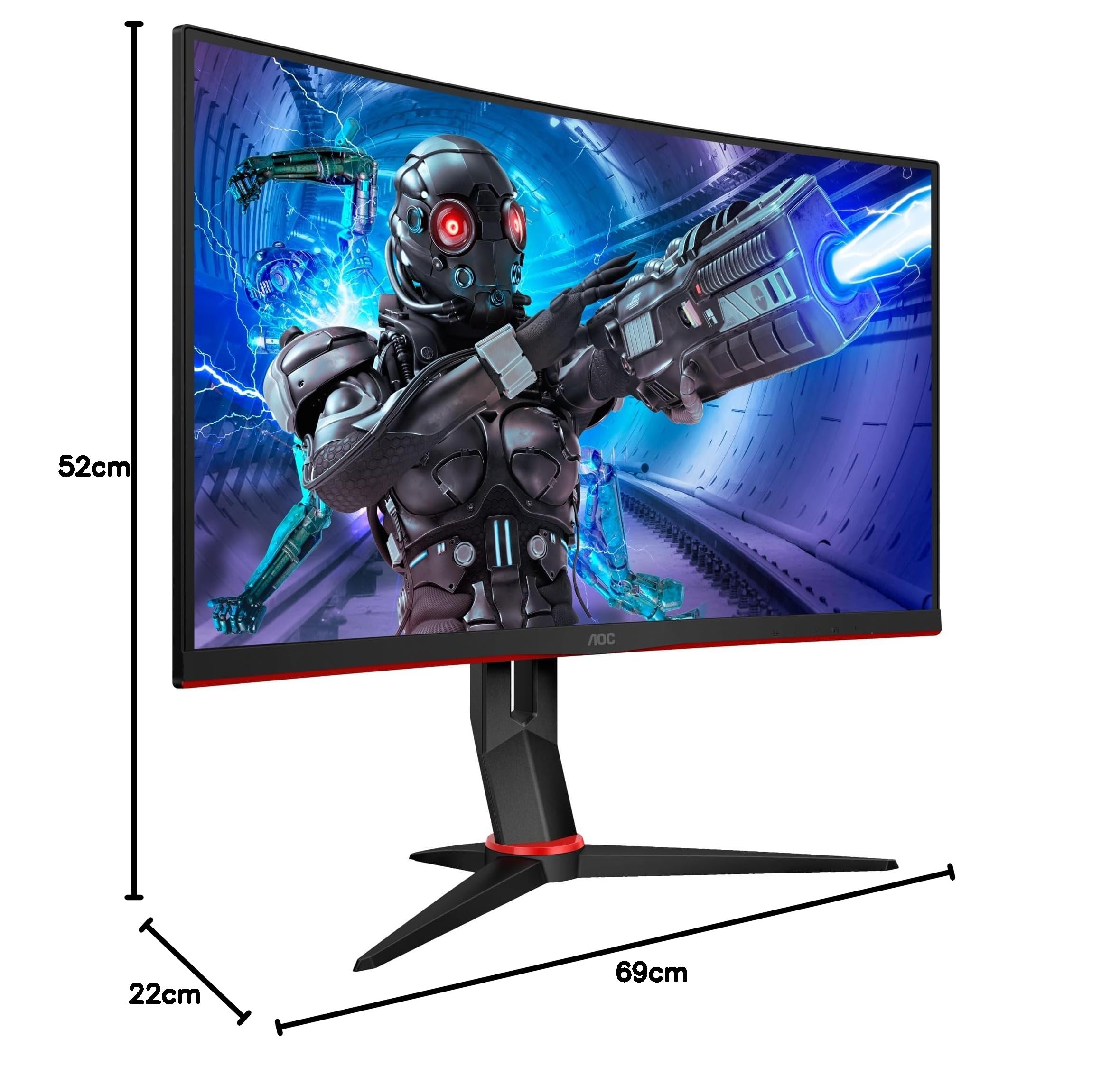 AOC 27 Inch Curved Gaming Monitor - Full HD 1080p, 240Hz Refresh Rate, 0.5ms Response Time, AMD FreeSync Premium, HDMI & DisplayPort (Black/Red) - Perfect for Esports, FPS Games & Immersive PC Gaming Experience