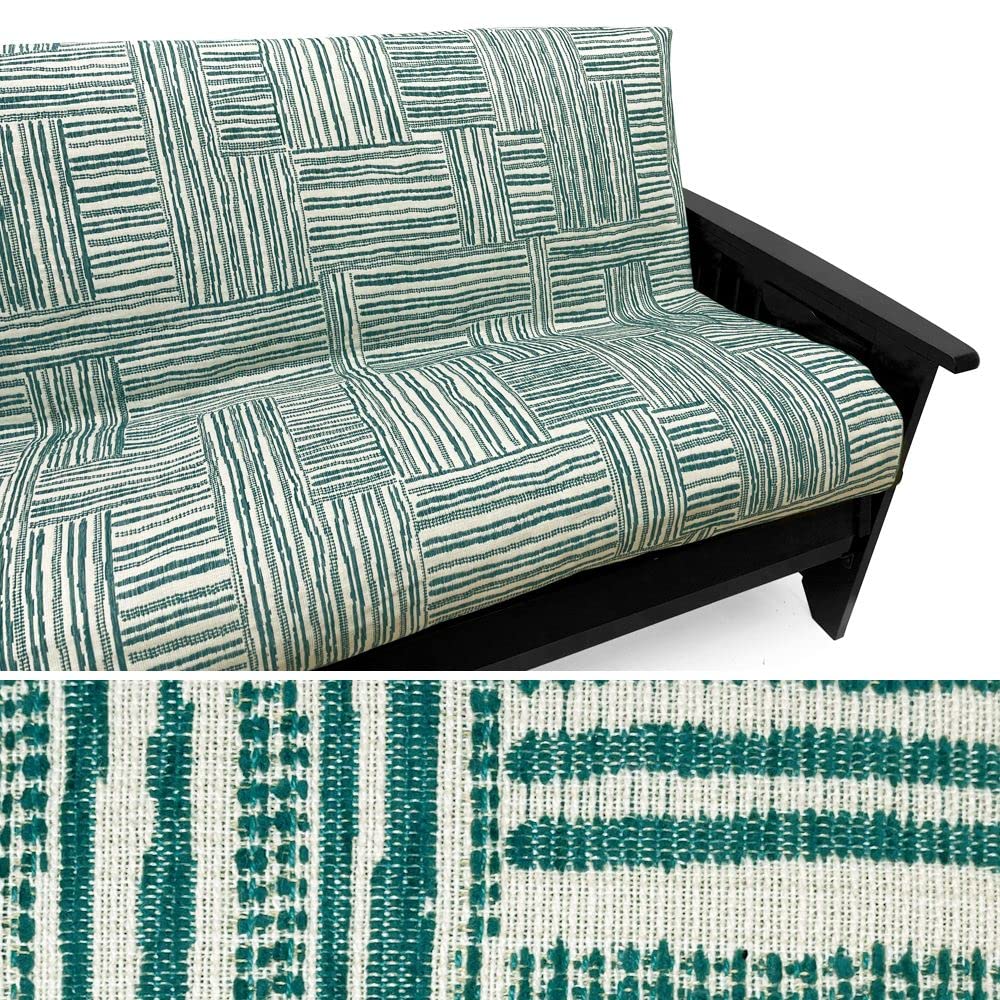 SlipcoverShop Quinn Jacquard Pacific Futon Cover 480 Queen 5-Piece Pillow Set - Soft Durable Sofa Slipcover for Living Room, Bedroom & Dorm Decor