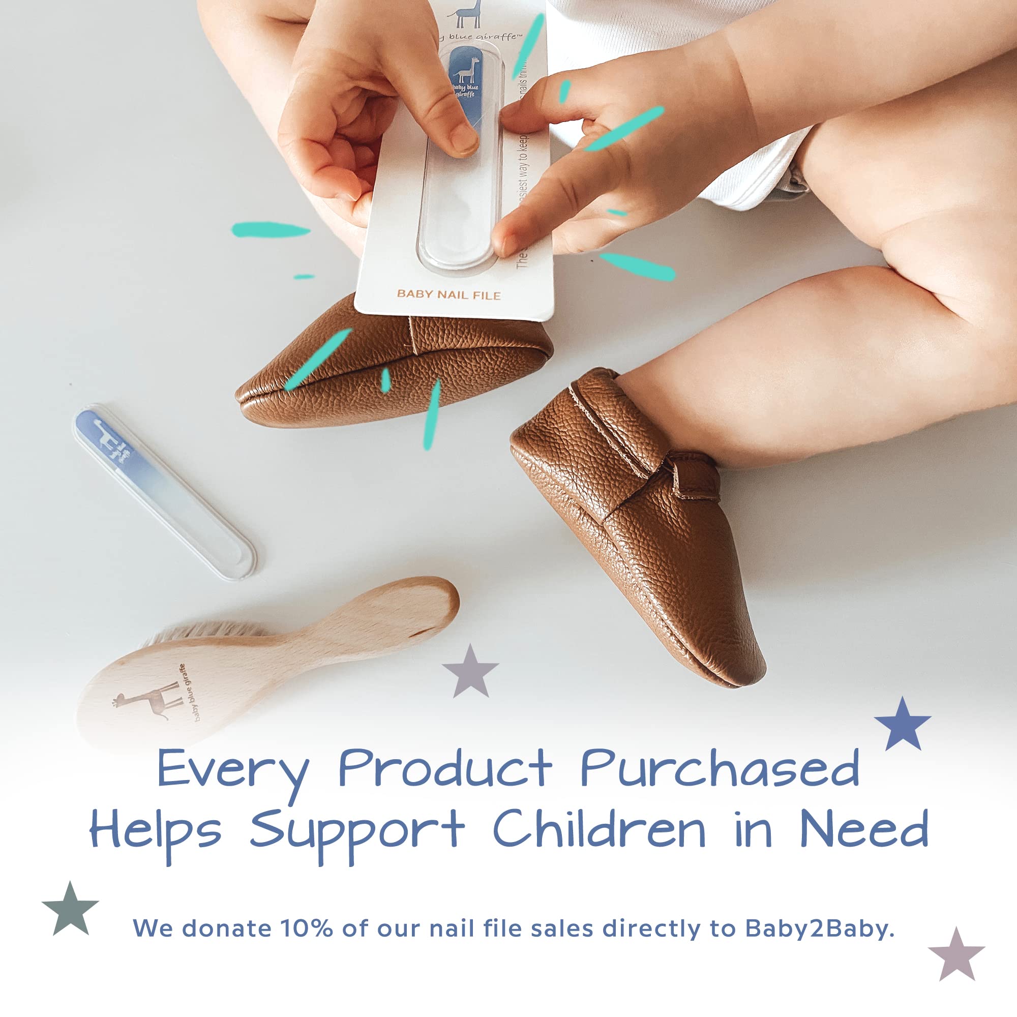 Safe Baby Nail File Set - Gentle Alternative to Nail Clippers | Essential Newborn Care Kit | Perfect Baby Shower Gift & New Mom Present | Blue Giraffe Design | Ideal for Infant Grooming & Nail Trimming