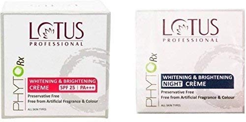 Lotus Herbal Professional Love Nature Phytorx SPF25 Whitening & Brightening Day Cream and Night Cream Set - 50g Each - Perfect for Daily Skincare Routine and Overnight Hydration