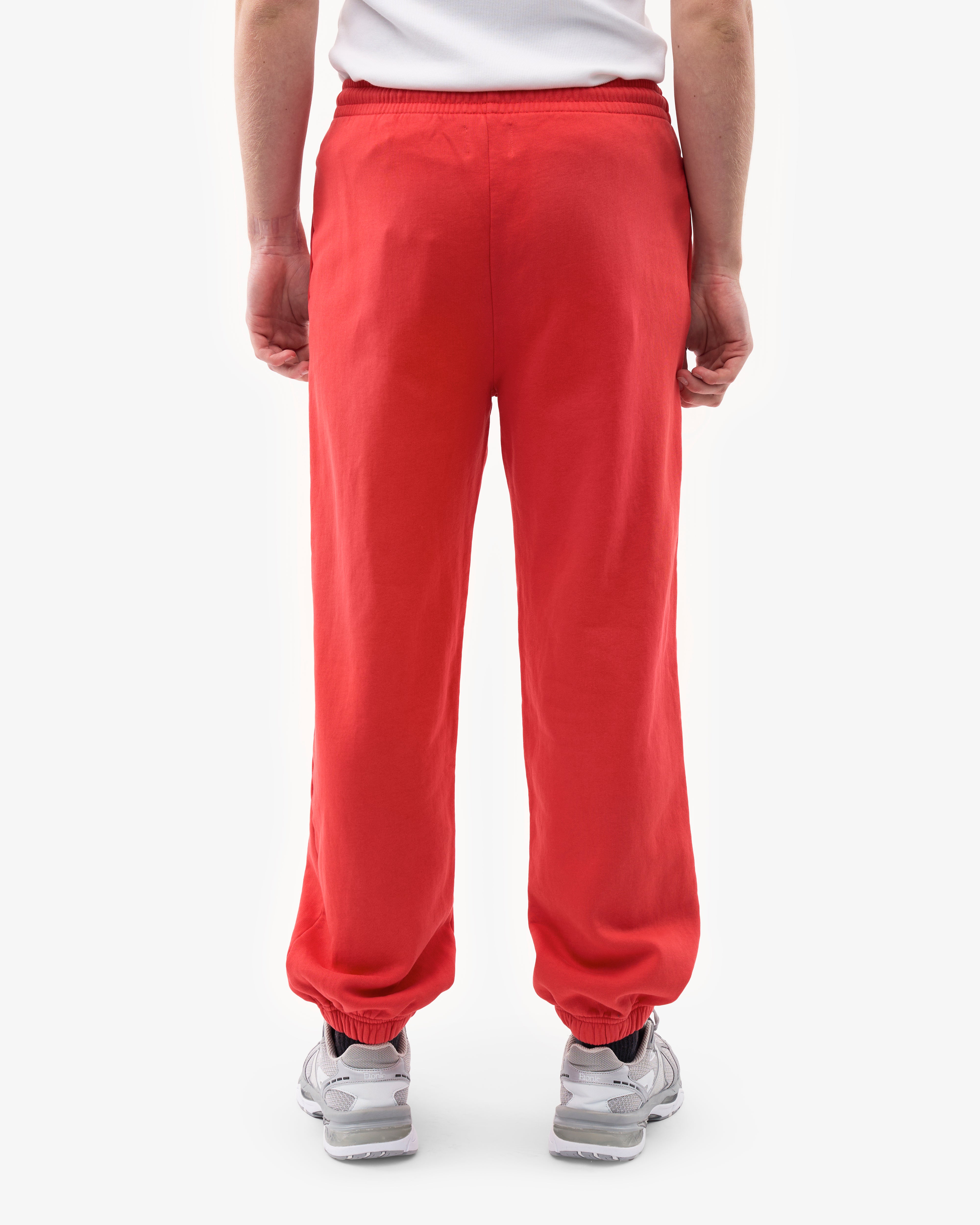 Organic Relaxed Sweatpants for Women - Soft Cotton Joggers in Red Tangerine Color - Perfect for Yoga, Lounge & Casual Wear