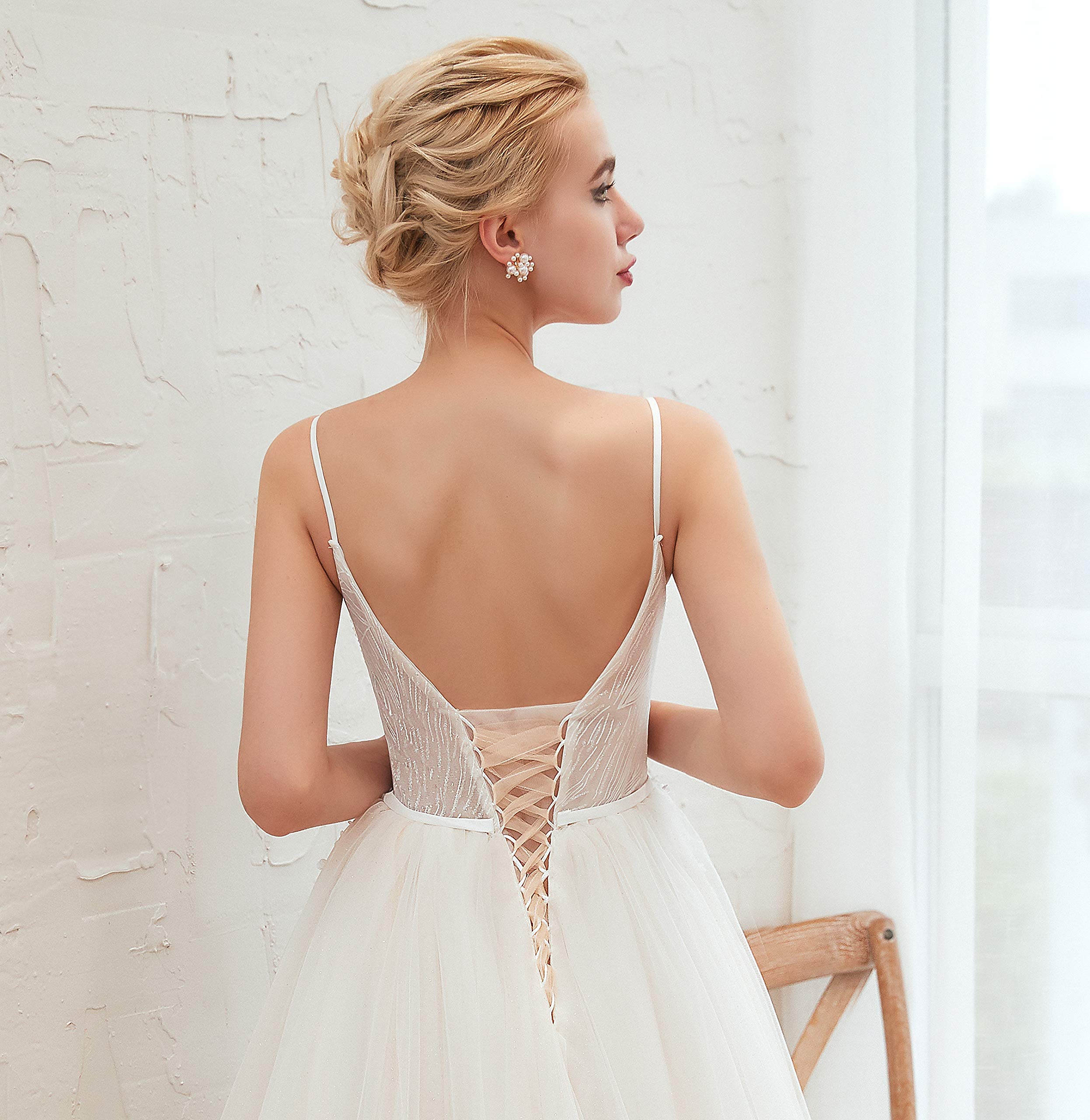 Elegant Beaded Tulle Wedding Dress for Women - Perfect for Beach Weddings, Bridal Showers & Romantic Ceremonies