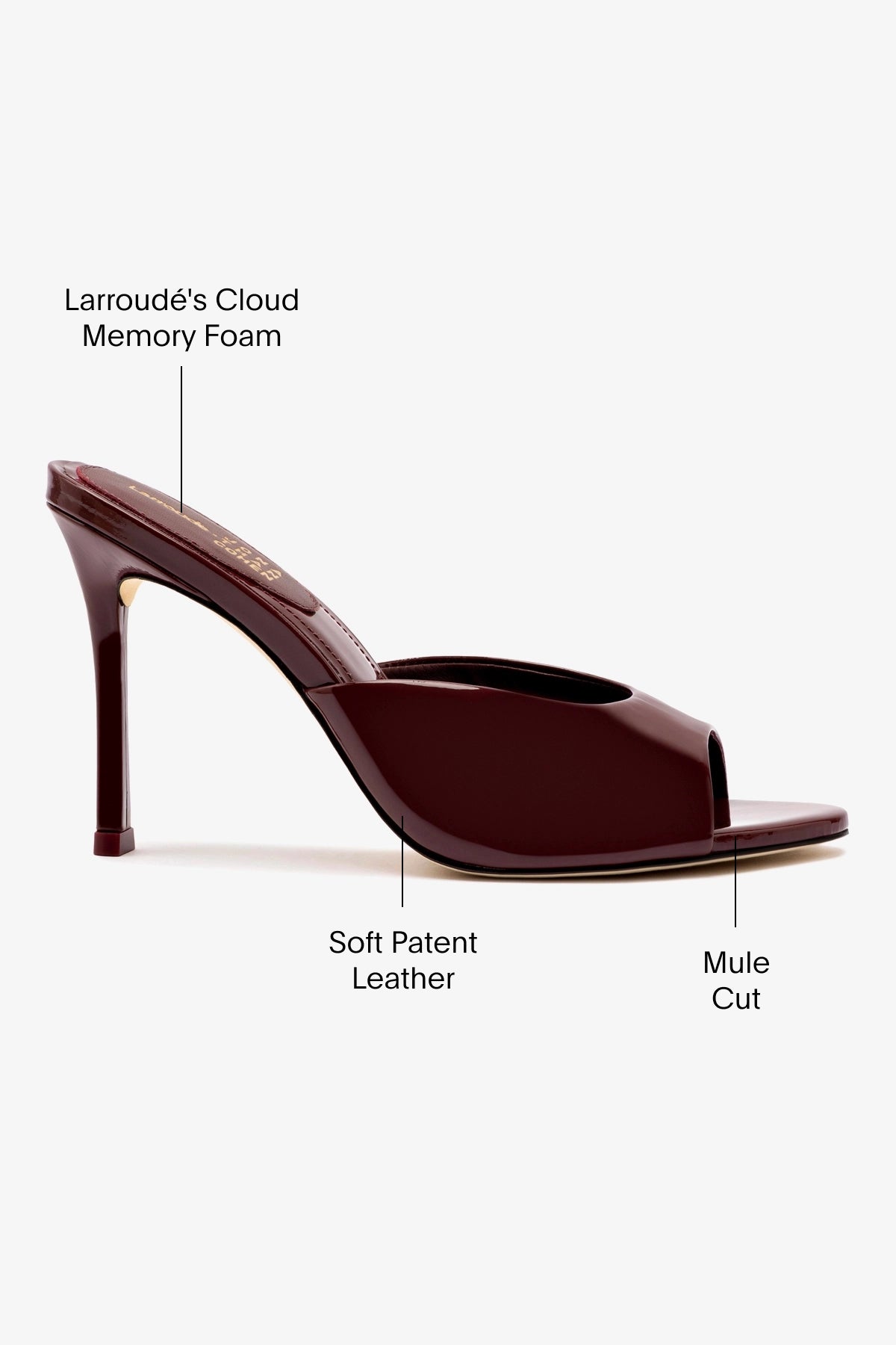 Larroudé x Jonathan Cohen Burgundy Patent Leather Mules - Stylish & Comfortable Women's Shoes for Work, Parties & Everyday Wear
