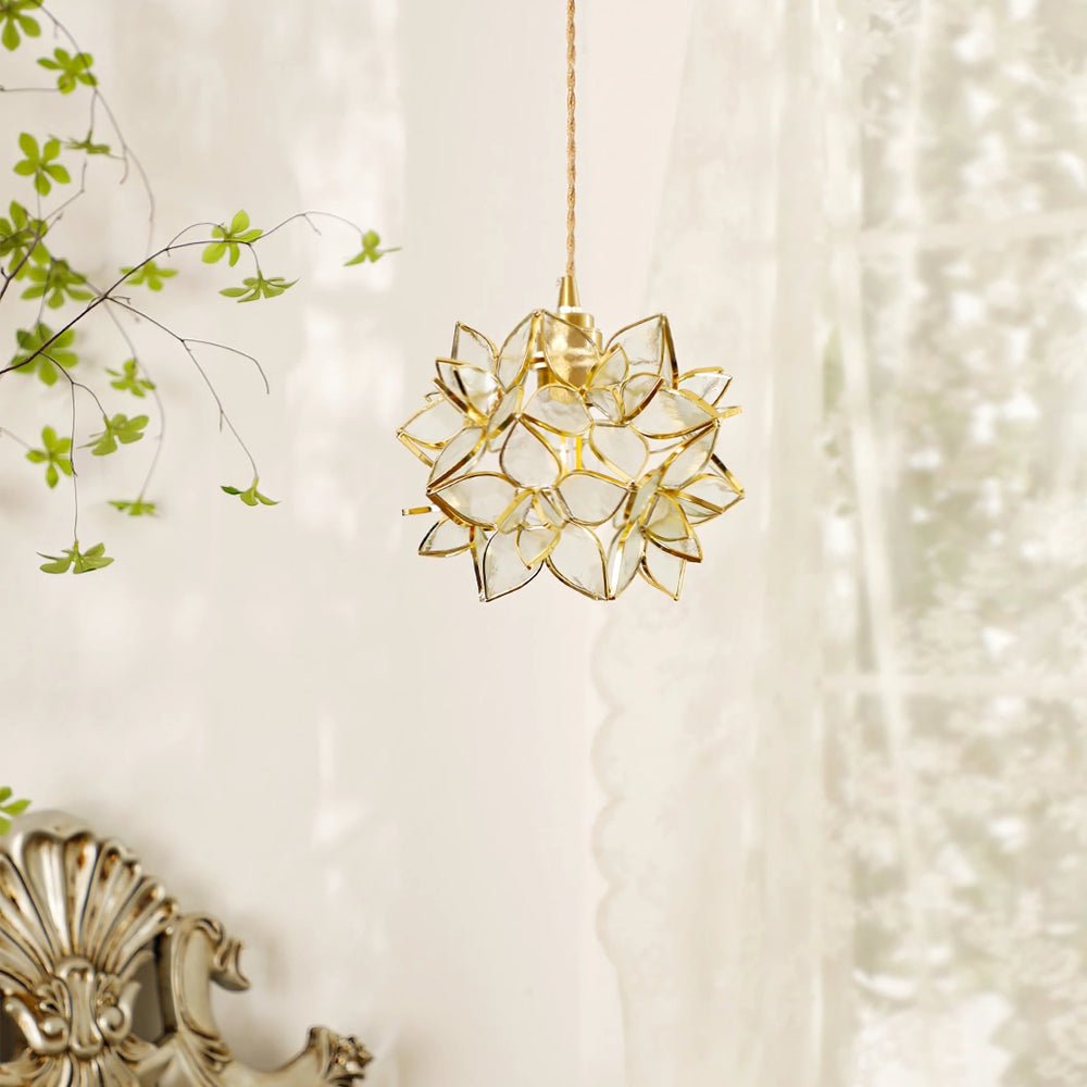 Handmade Capiz Shell Pendant Light - Natural Seashell Chandelier for Dining Room, Bedroom & Living Room Decor