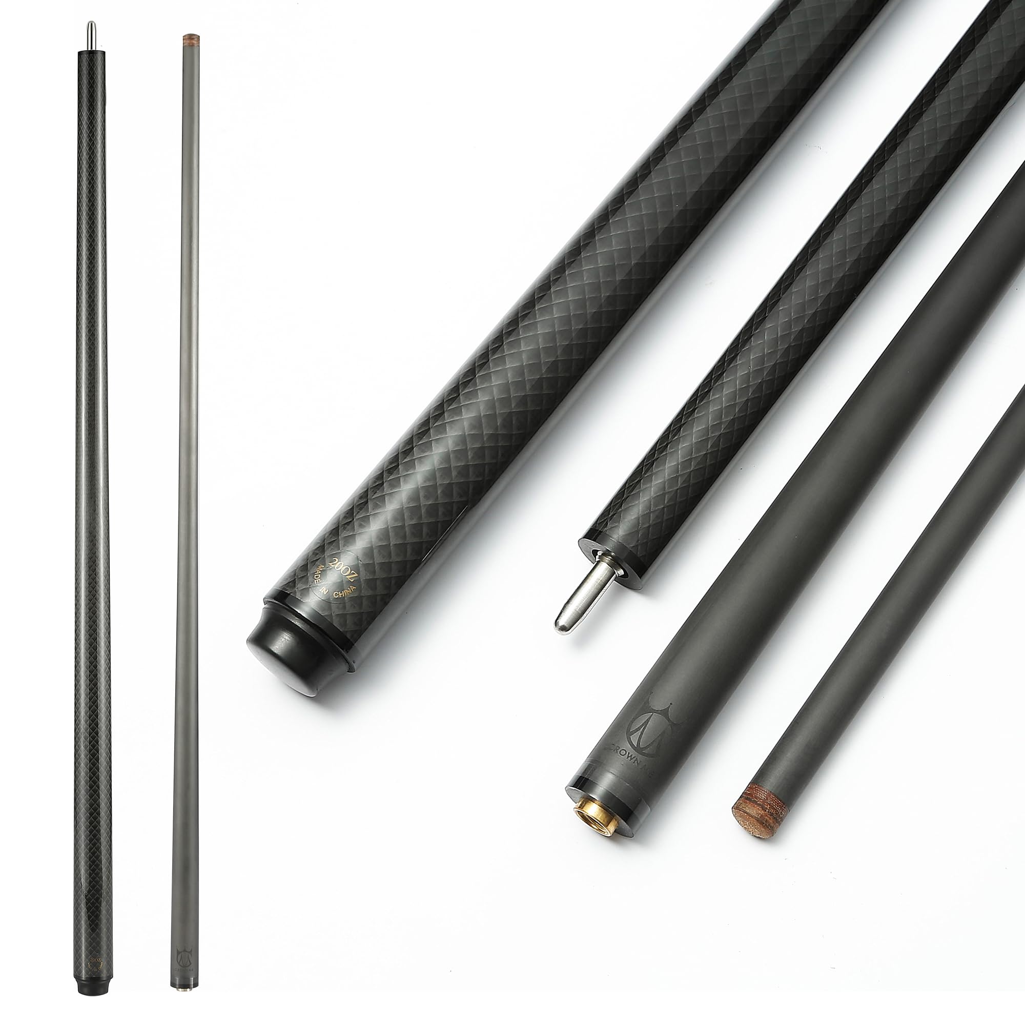 Premium Carbon Fiber Pool Cue Stick - 12.8mm Tip, 58