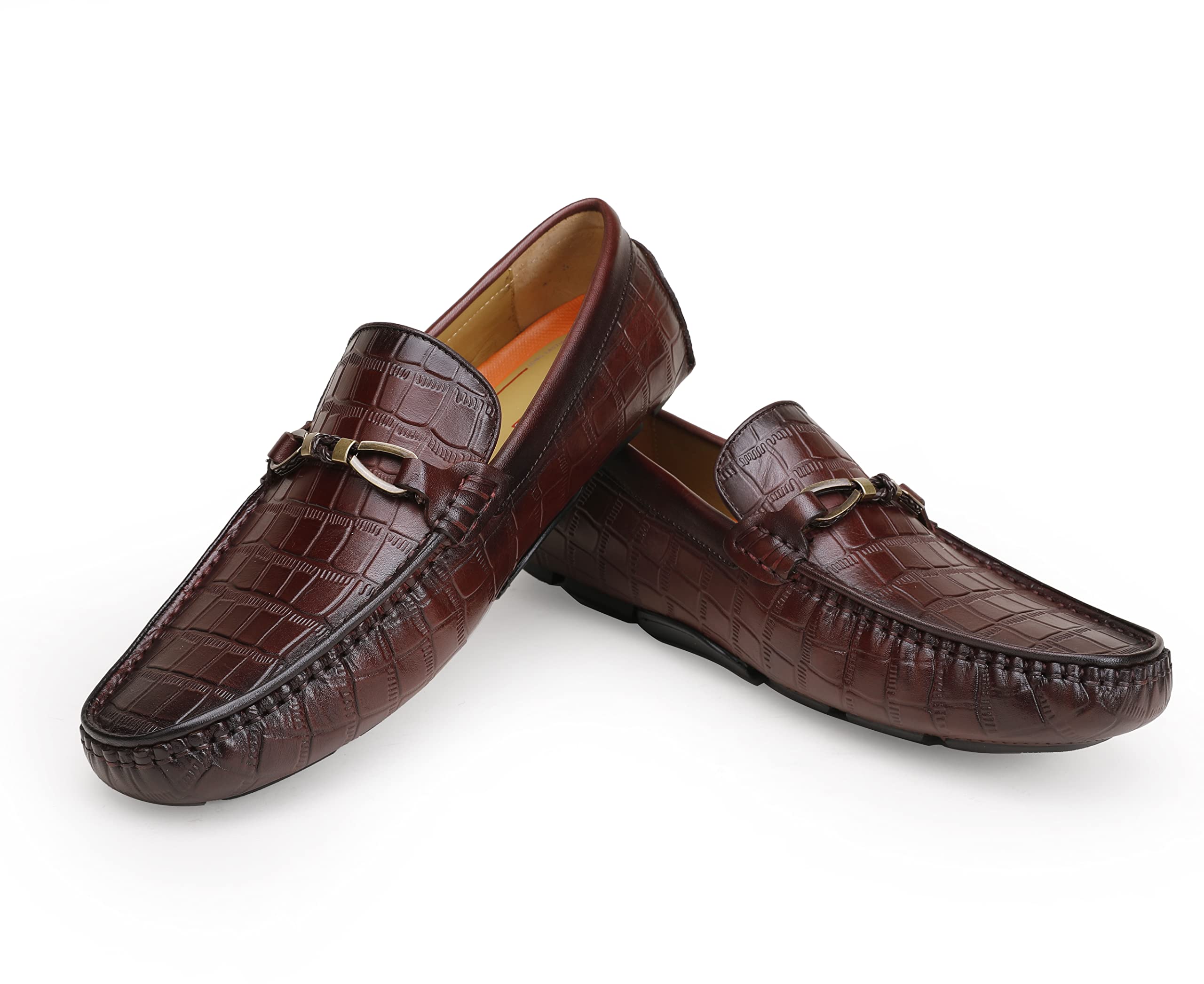 Premium Men's Genuine Leather Loafers - Crocodile Print Slip-On Driving Shoes for Business Casual & Office Wear - Comfortable Dress Shoes for Men