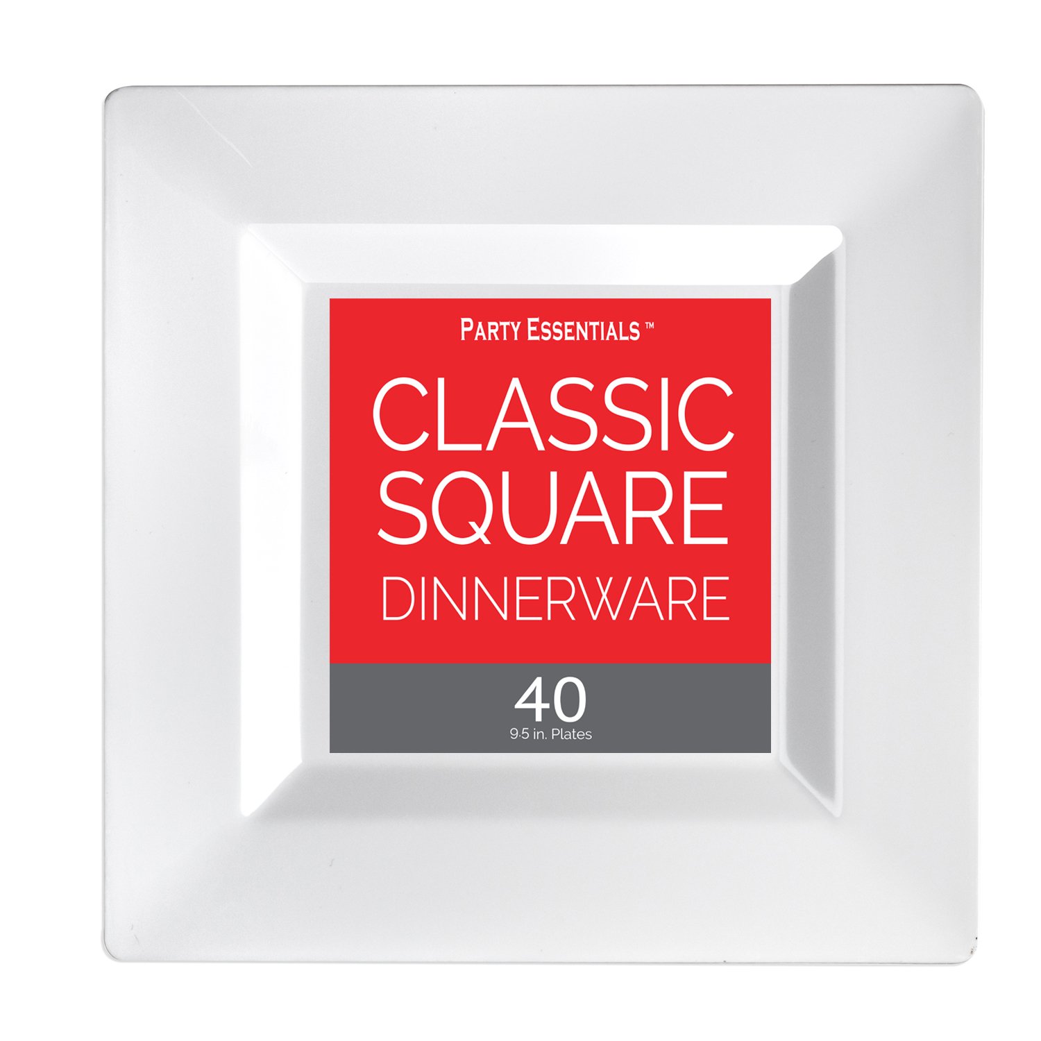 160-Pack Classic White 9.5 Inch Square Party Plates | Durable Disposable Dinnerware for Birthday, Wedding & Holiday Celebrations | Bulk Party Supplies for Events & Gatherings