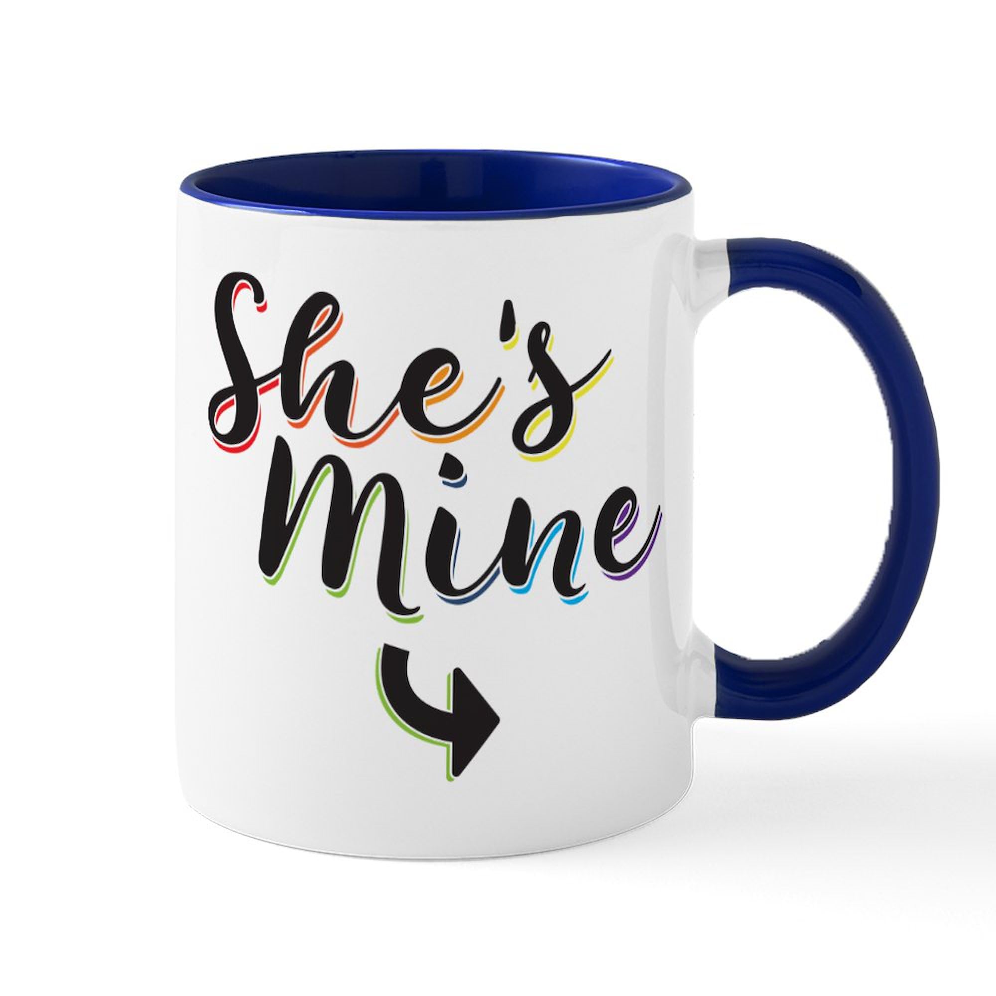 11 oz (325 ml) She's Mine Gay Pride Ceramic Coffee Mug - Perfect for LGBTQ+ Pride Celebrations, Office Use & Gift Giving