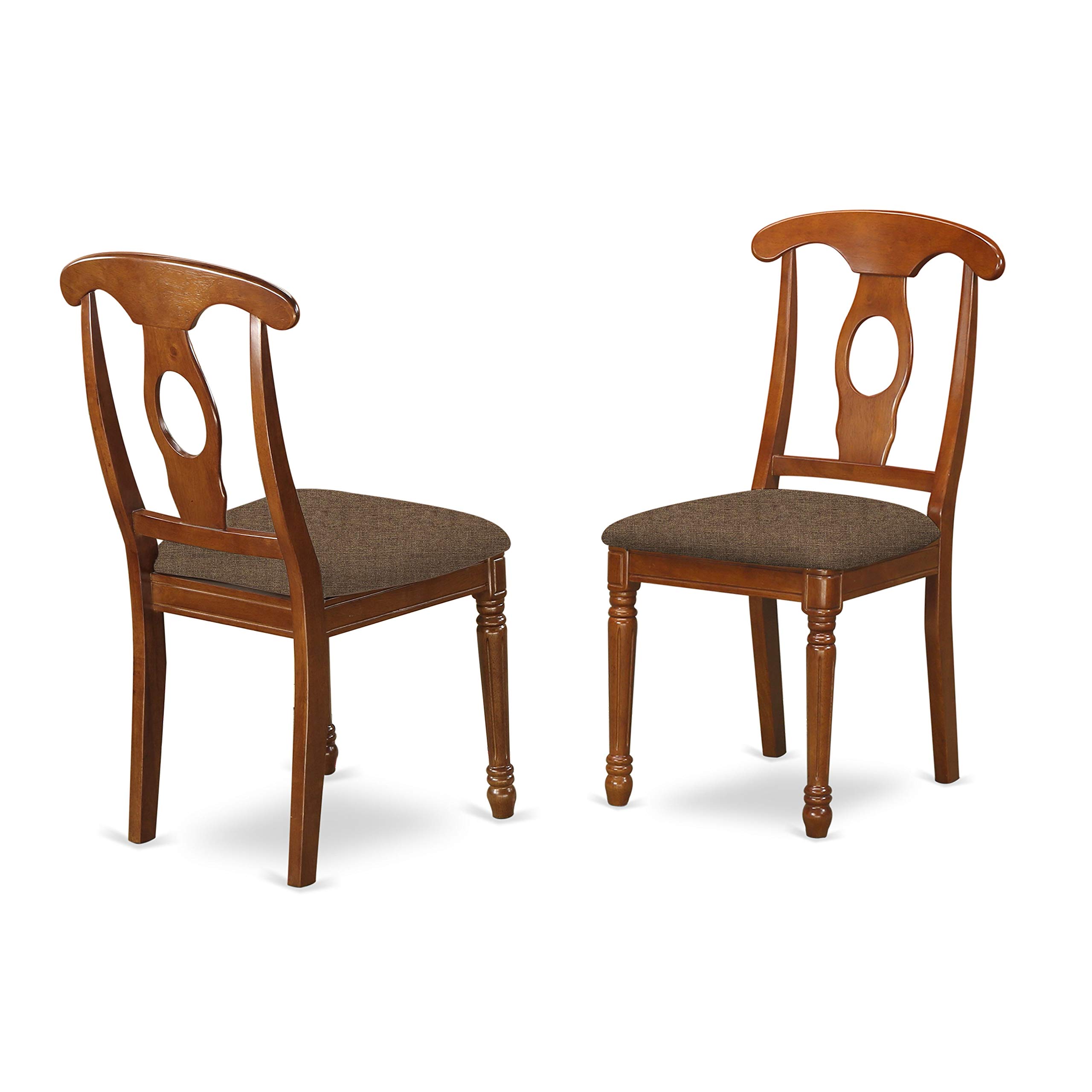 East West Furniture MLNA7-SBR-C 7-Piece Kitchen Dining Set with Butterfly Leaf Table & 6 Upholstered Chairs, 36x54 Inch, Saddle Brown - Perfect for Family Meals and Entertaining Guests