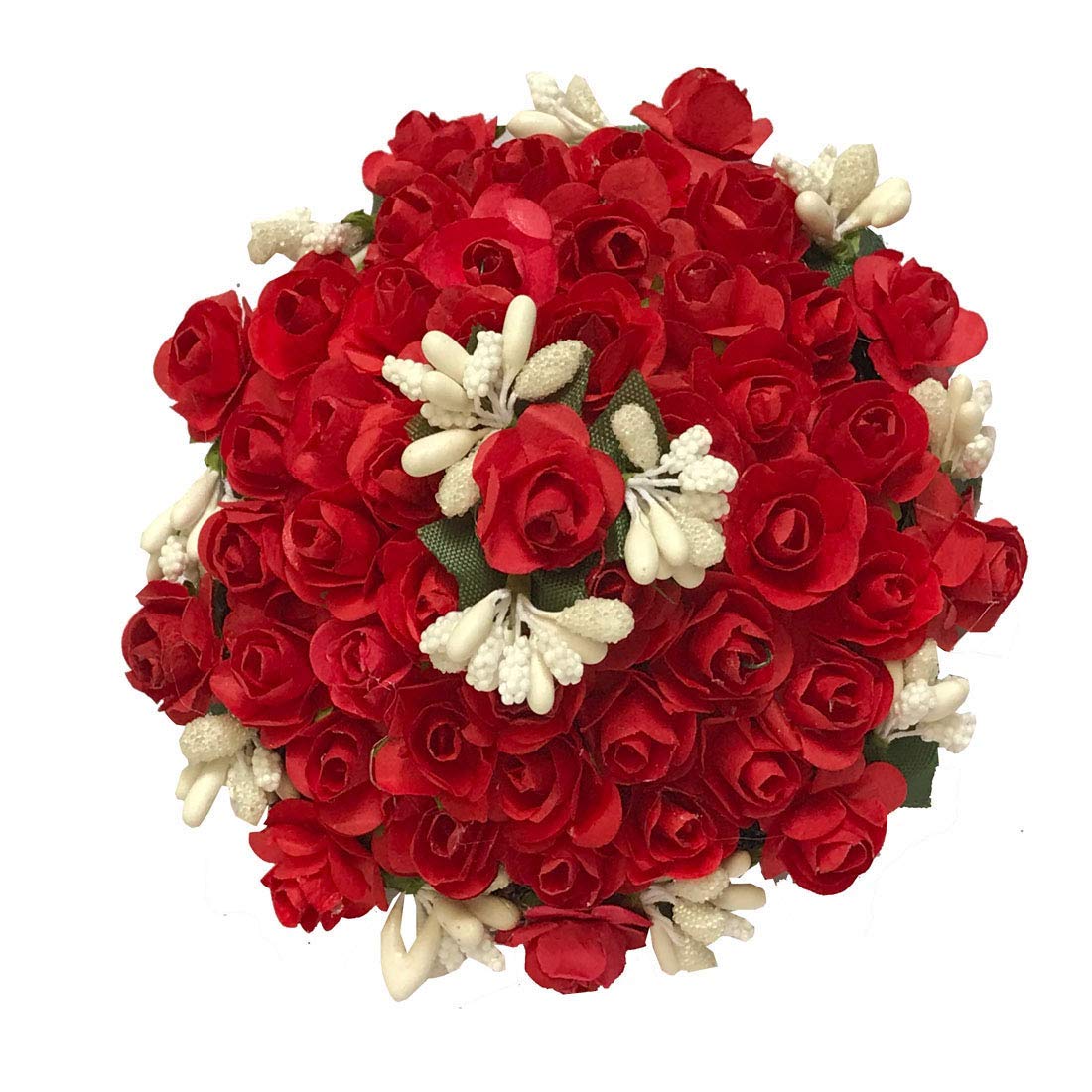 Glamyou Women's Rose Flower Gajra Hair Bun Clip - Red Floral Hair Accessories for Bridal, Party & Wedding Hairstyles