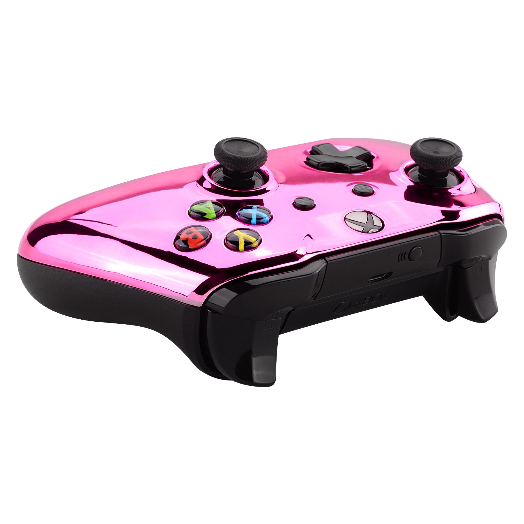 eXtremeRate Chrome Pink Front Housing Shell Faceplate for Xbox One S & Xbox One X Controller (Model 1708) - Custom Replacement Cover for Enhanced Gaming Experience - Perfect for Gaming Enthusiasts & Streamers