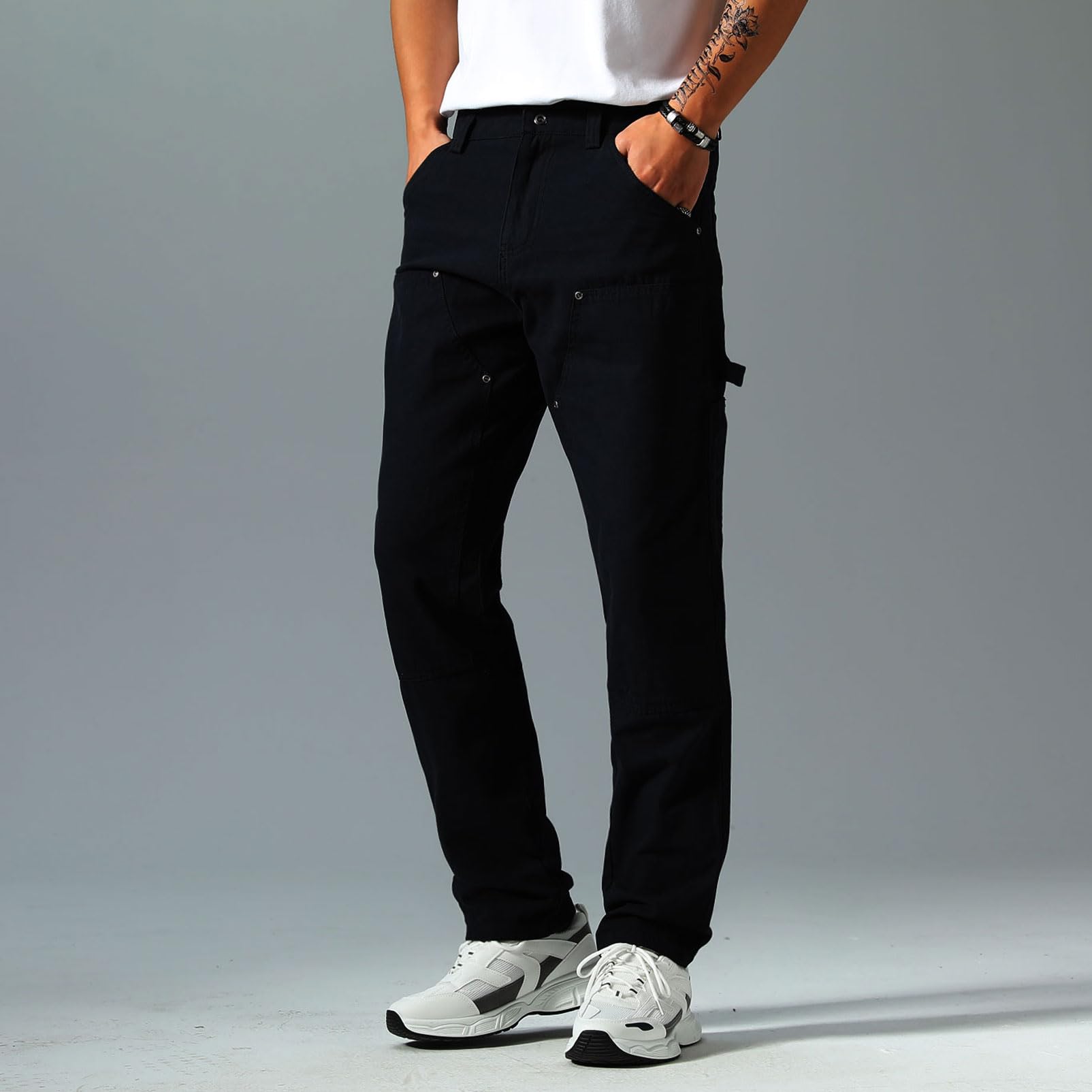 **Durable Men's Work Pants - Straight Fit Carpenter & Utility Pants with Double Knee - Twill Fabric for Painters, Construction & Outdoor Work**    (*Use Scenarios: Ideal for construction workers, painters, carpenters, DIY projects, and outdoor labor.*)