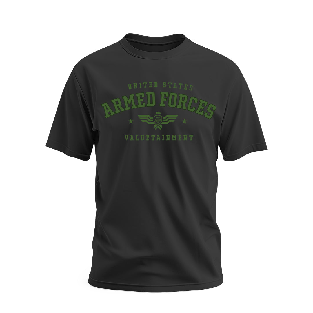 Future Looks Bright Armed Forces Black & Lime Short Sleeve T-Shirt - Military Apparel & Patriotic Casual Wear for Veterans Day, Memorial Day & Everyday Support