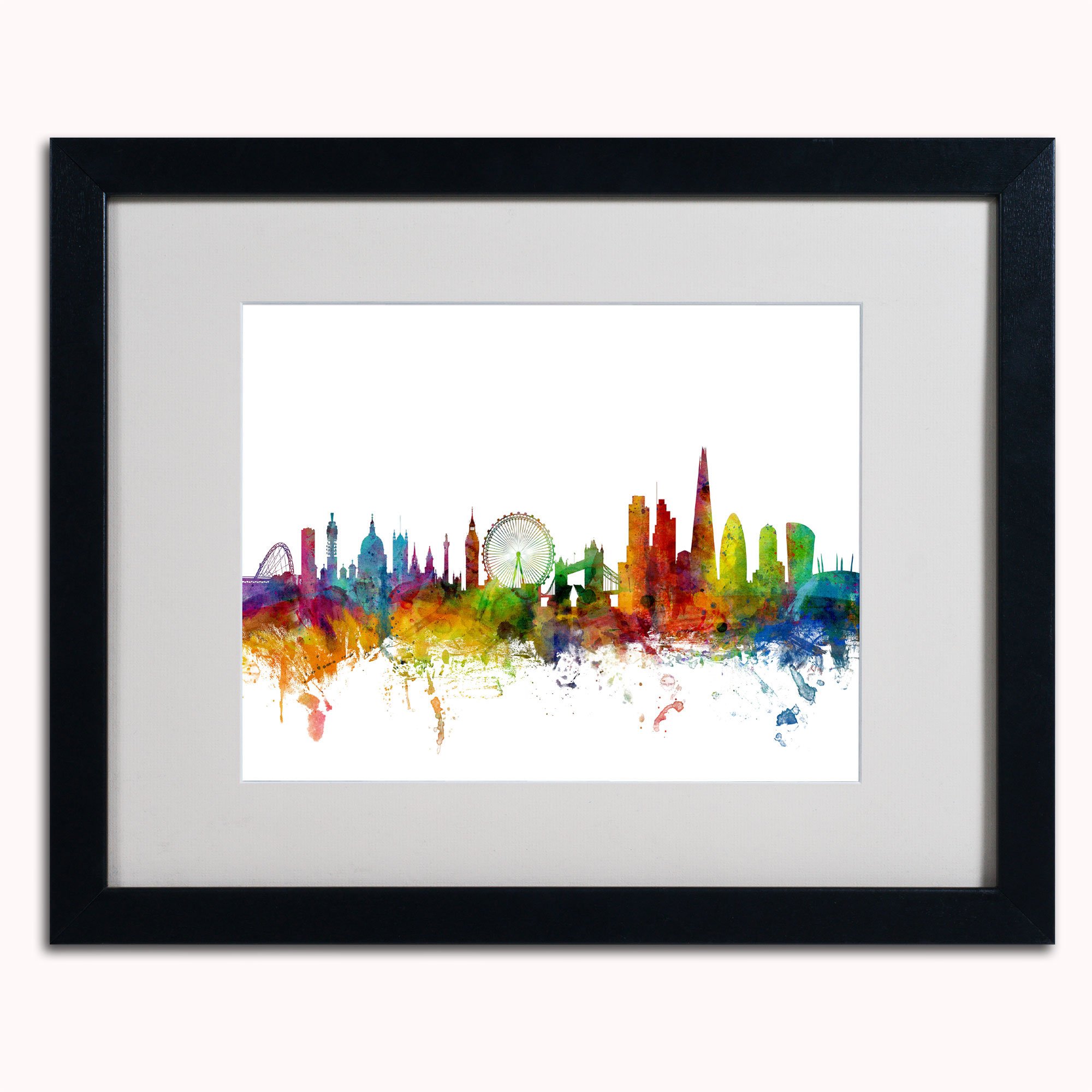 Michael Tompsett London England Skyline IX Canvas Art Print - 16x20 Inch Black Framed Wall Decor for Living Room, Office & Bedroom