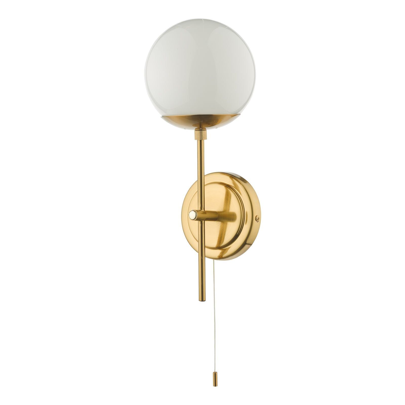 Bombazine Wall Light - Natural Brass & Opal Glass IP20 | Modern Sconce Lighting for Bedroom, Hallway & Living Room Decor