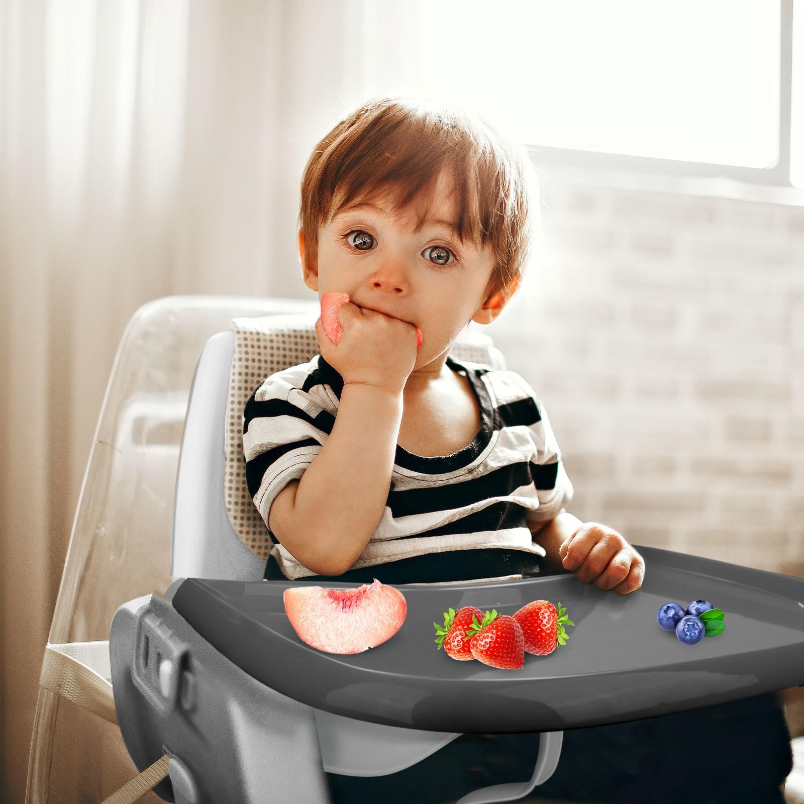 Stokke Tripp Trapp High Chair Tray Replacement - Full Cover Non-Slip Placemat for Stokke High Chair Accessories, Fits Toddlers 6-36 Months (Grey) - Perfect for Mess-Free Mealtime & Easy Cleaning