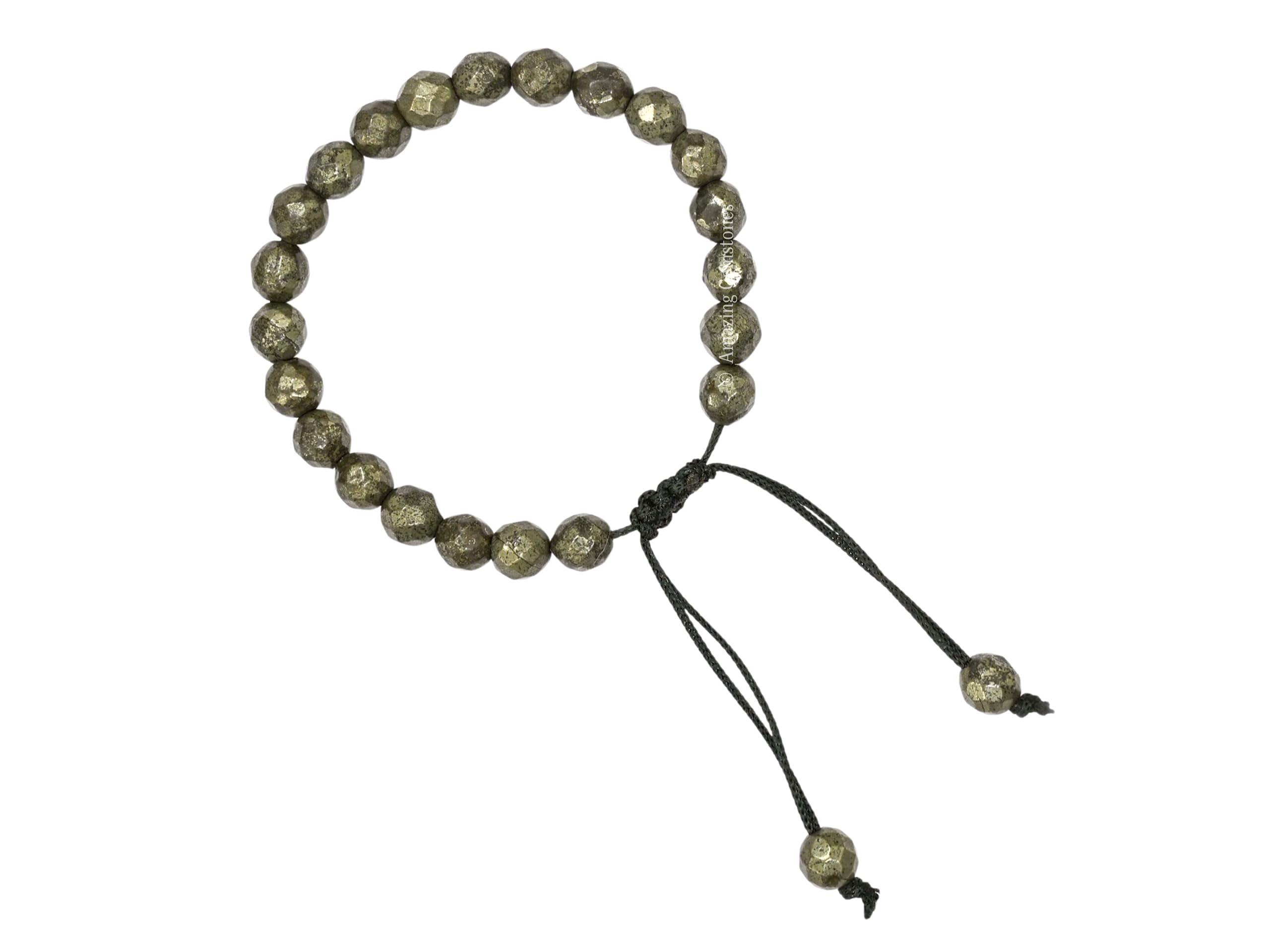Pyrite Healing Bracelet for Women & Men - Adjustable Chakra Protection Crystal Beaded Bracelet with Faceted Stones - Spiritual Meditation Jewelry Gift for Christmas, Yoga, Energy Healing & Daily Wear