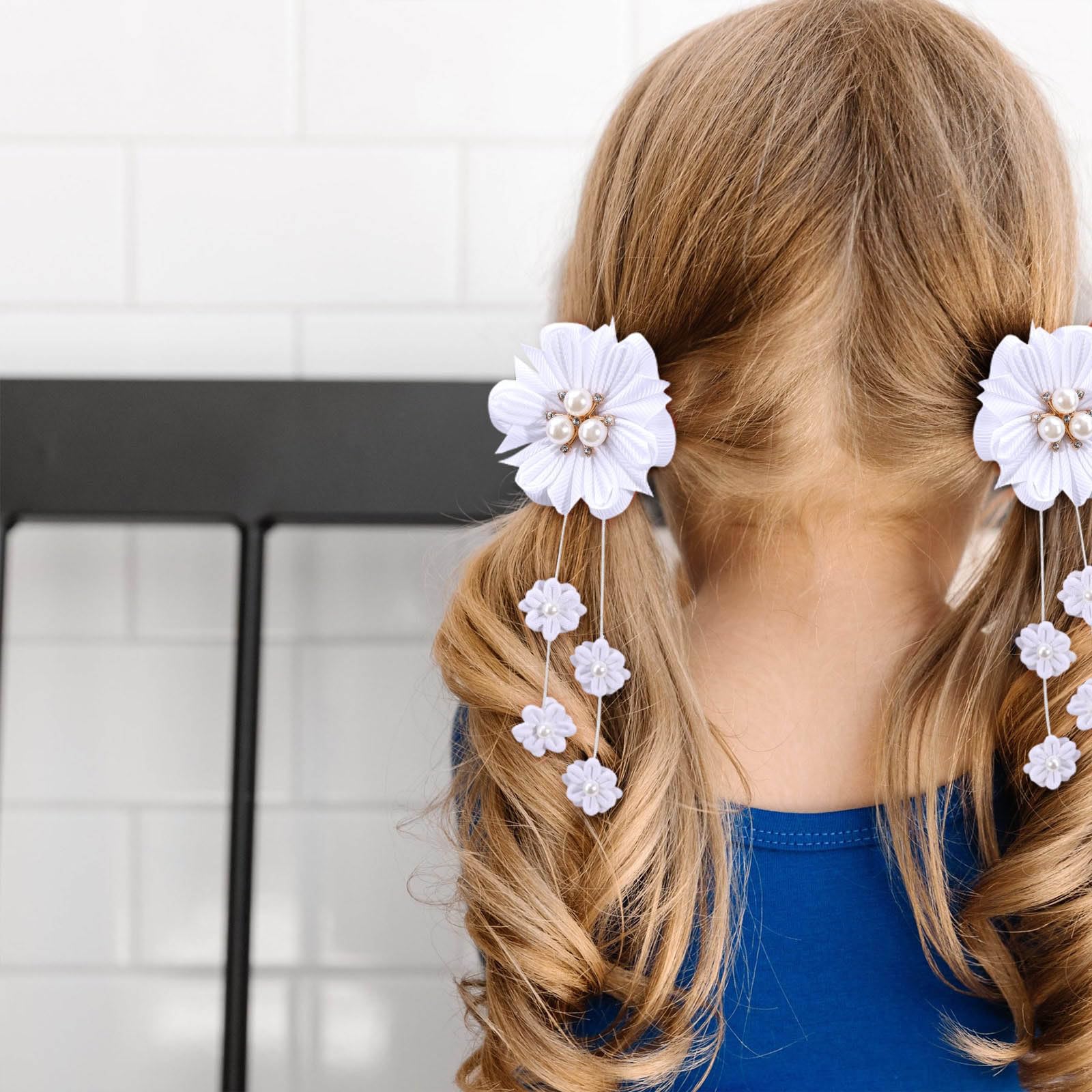 OAOLEER 6PCS Girls Hair Bows with Alligator Clips - Flower Hair Accessories for Kids & Teens - Grosgrain Ribbon Bows for School, Parties, Weddings & Special Occasions (Flower Bows-A)