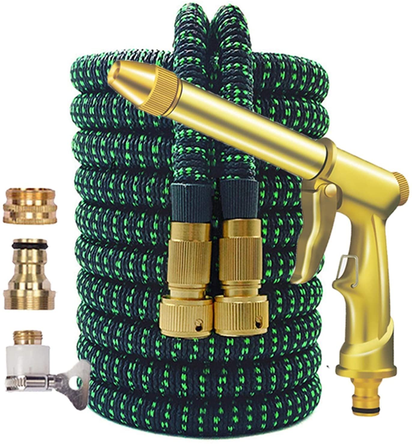 **50 FT Expandable Garden Hose with Solid Brass Fittings - Flexible, High Pressure Water Hose for Gardening, Car Washing & Irrigation - Magic Hose Pipe with Spray Gun for Outdoor Use**