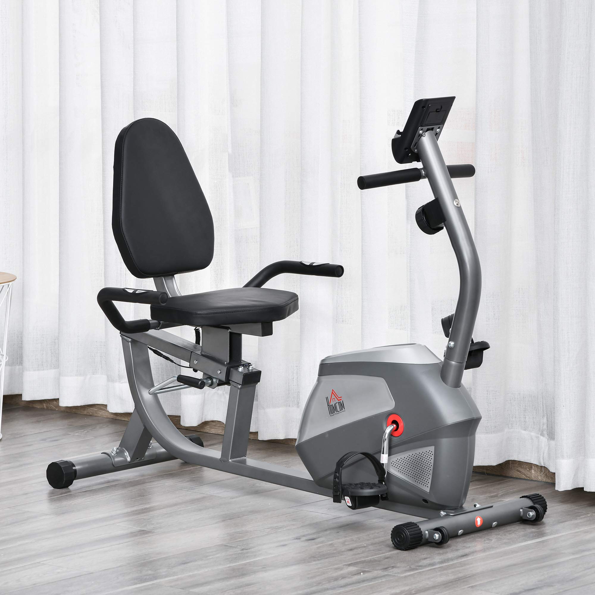HOMCOM Adjustable Recumbent Exercise Bike with Backrest & Seat, Professional Magnetic Cardio Bike, 8 Resistance Levels & LCD Monitor - Perfect for Home Gym, Physical Therapy & Low-Impact Workouts
