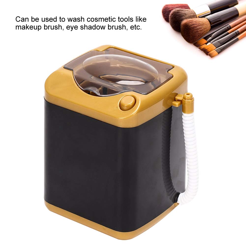 Mini Electric Washing Machine for Face & Makeup Brushes - Portable Simulation Cleaning Tool for Women & Girls (Golden) | Perfect for Travel, Home & Salon Use
