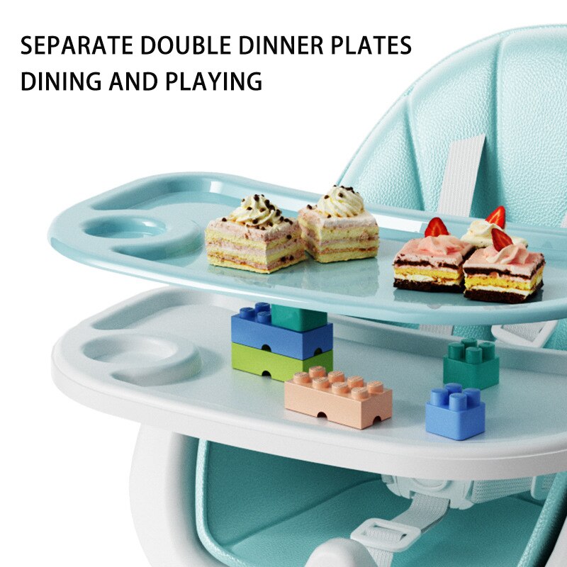 2 in 1 Convertible Baby High Chair for 6+ Months - Adjustable Height, Detachable Footrest & Double Tray - Perfect for Feeding, Playtime & Learning at Home or Restaurant
