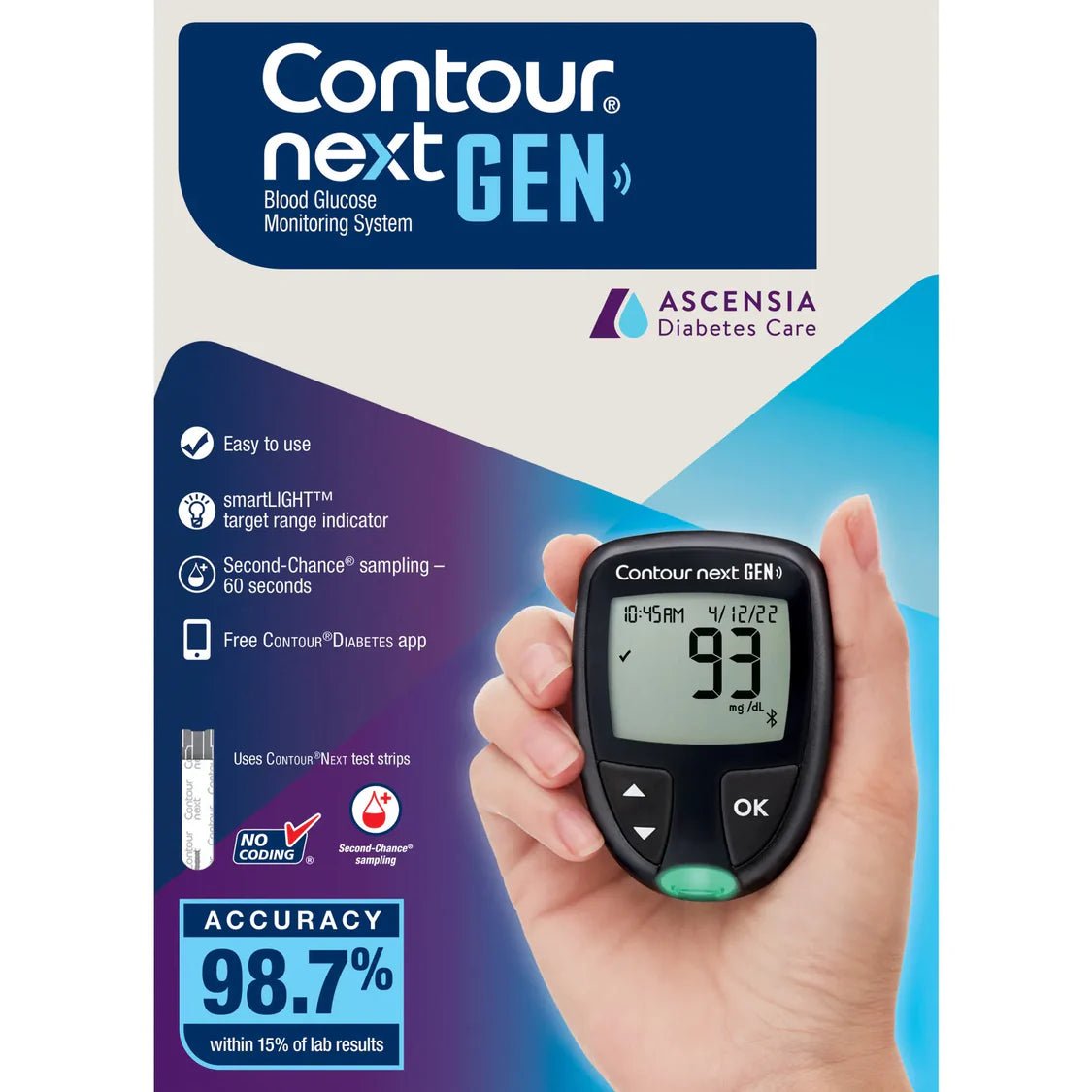 Advanced Generation Blood Glucose Monitor - Accurate & Painless Testing for Diabetes Management at Home | Perfect for Daily Health Tracking & Diabetic Care