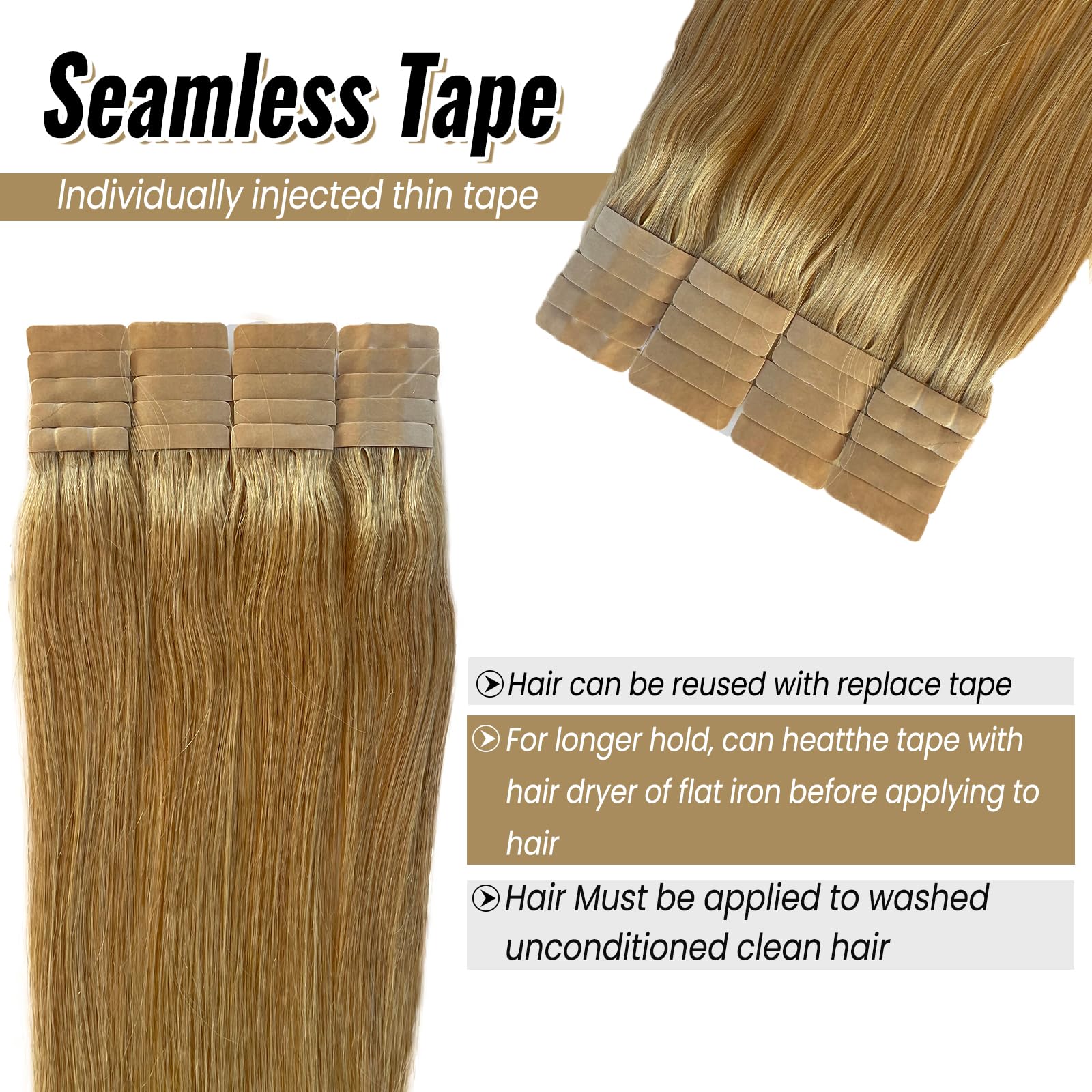 20pcs 70g Strawberry Blonde Tape-in Human Hair Extensions - 24 Inch Silky Straight Real Hair Weft for Seamless Blending & Styling | Perfect for Daily Wear, Parties & Special Occasions