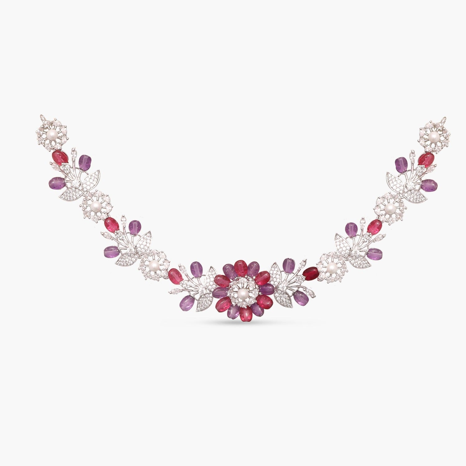 Bloom CZ Statement Choker Necklace - Elegant Rhinestone Fashion Jewelry for Women - Perfect for Parties, Weddings & Evening Events