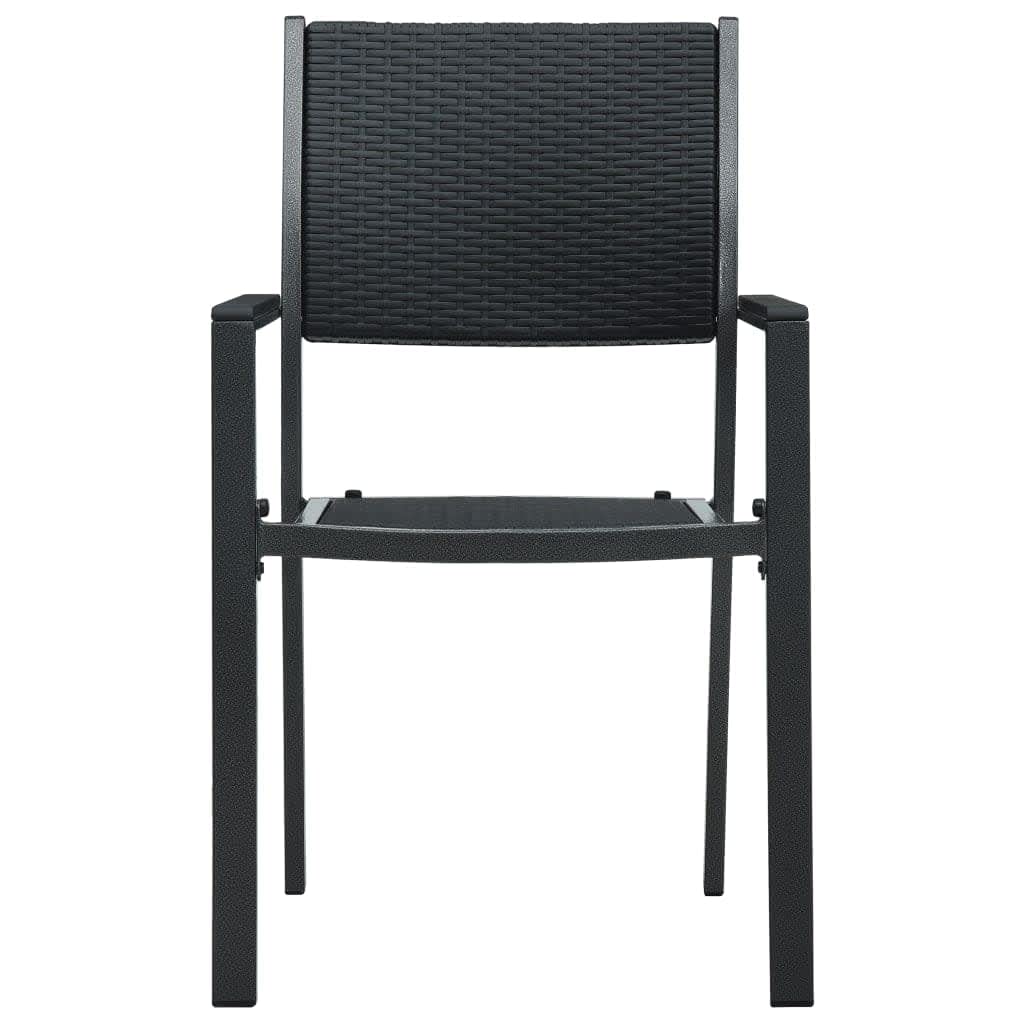 vidaXL 5-Piece Black Patio Dining Set with Glass Tabletop & Rattan-Look Chairs - Powder-Coated Steel Outdoor Furniture for Garden, Balcony, Deck, Backyard | Perfect for Outdoor Entertaining & Relaxation