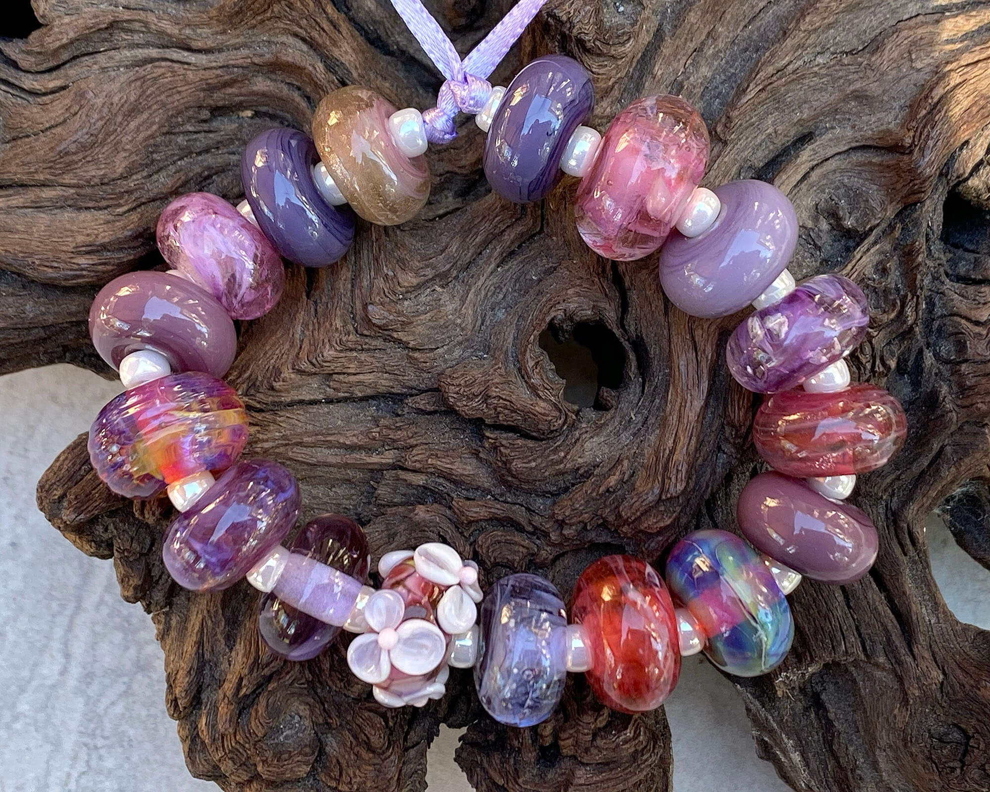 17-Piece Pink Orphan Lampwork Glass Beads Set for Jewelry Making - DIY Bracelets, Necklaces & Craft Projects (SRA)