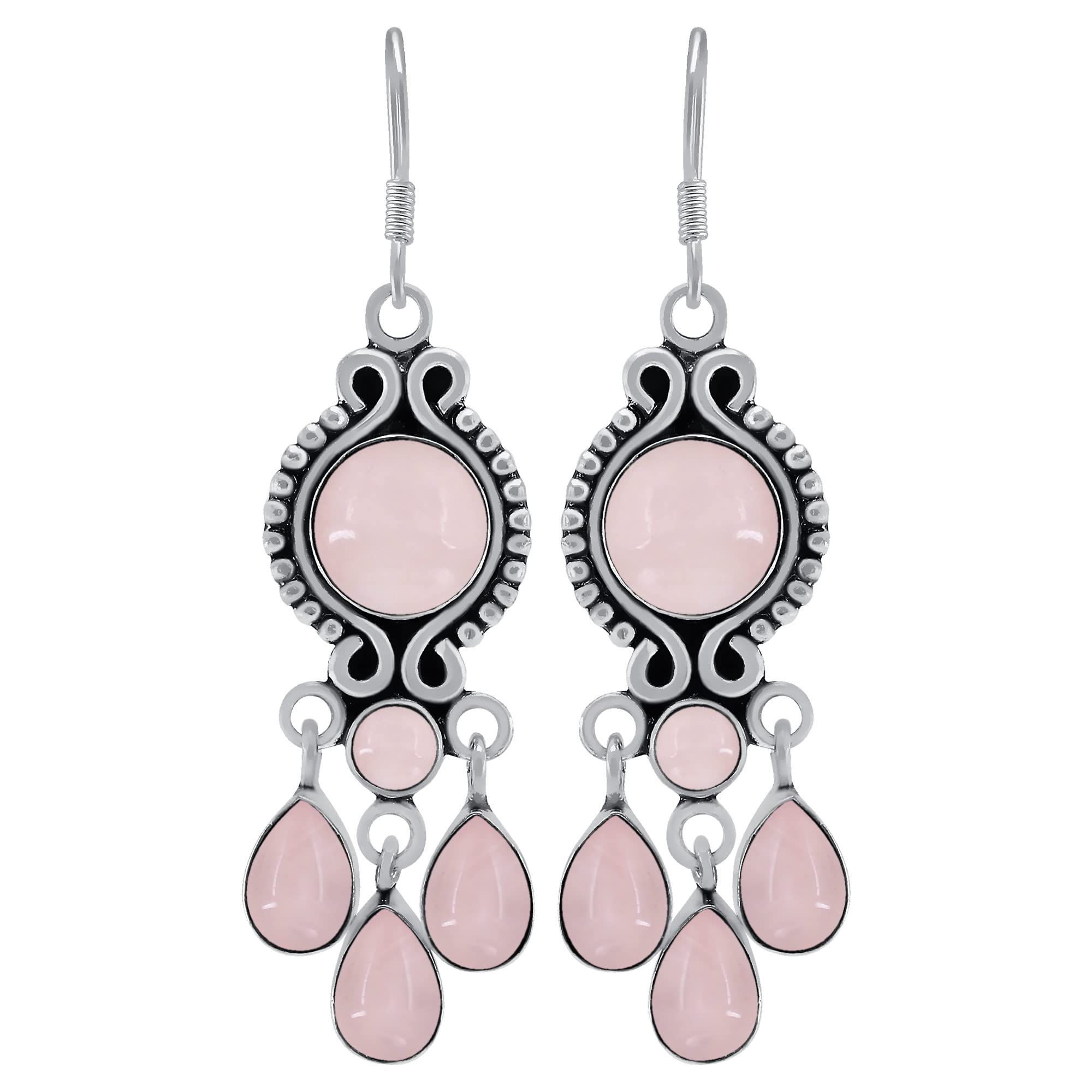 13.65ct Natural Round Gemstone Earrings for Women - Handmade Boho Dangle Jewelry for Wife & Girlfriend - Perfect Birthday & Anniversary Gifts