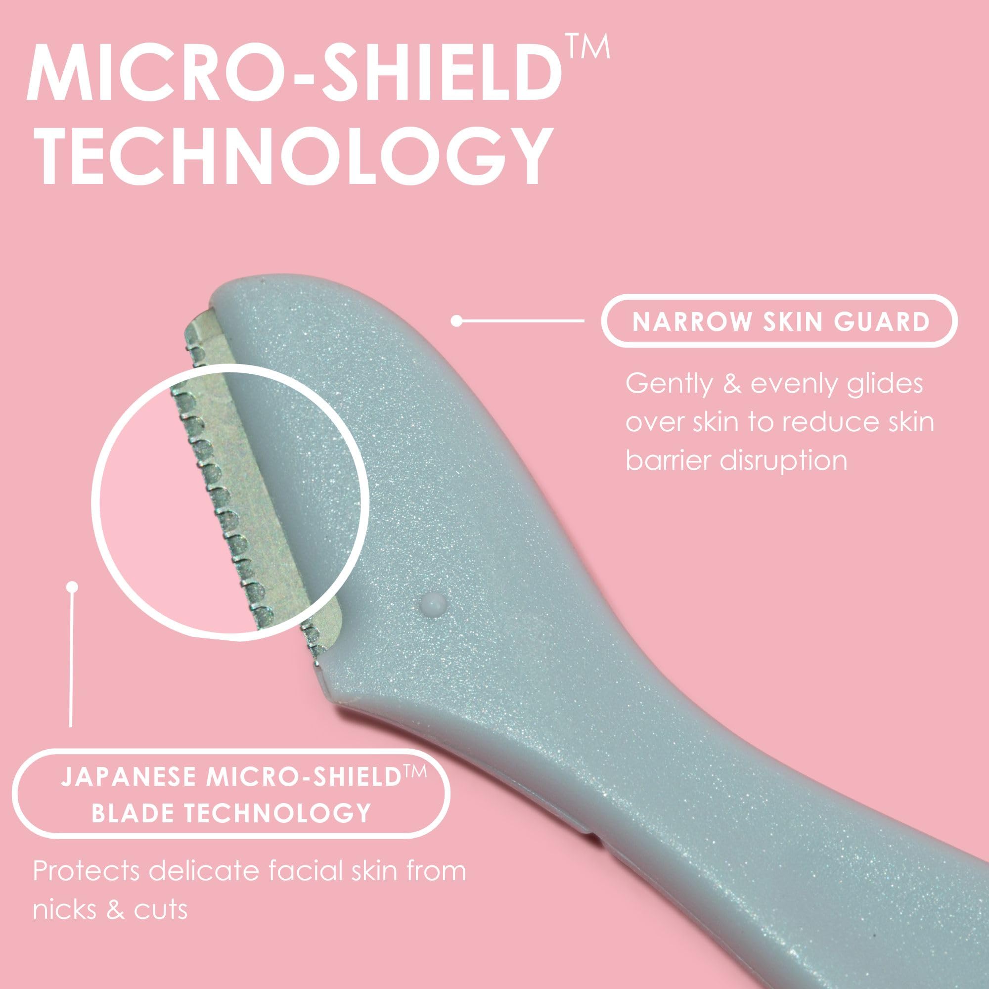 JAPONESQUE Mini Touch Up Razors - 3 Piece Travel Size Dermaplaning Tool Set for Women | Facial Hair Remover & Peach Fuzz Shaver | Perfect for Travel, Home Use & On-the-Go Grooming