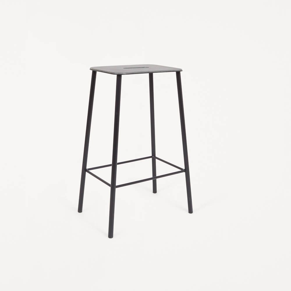 FRAMA Adam Stool - Modern Black/Anthracite Leather Bar Stool 25.6