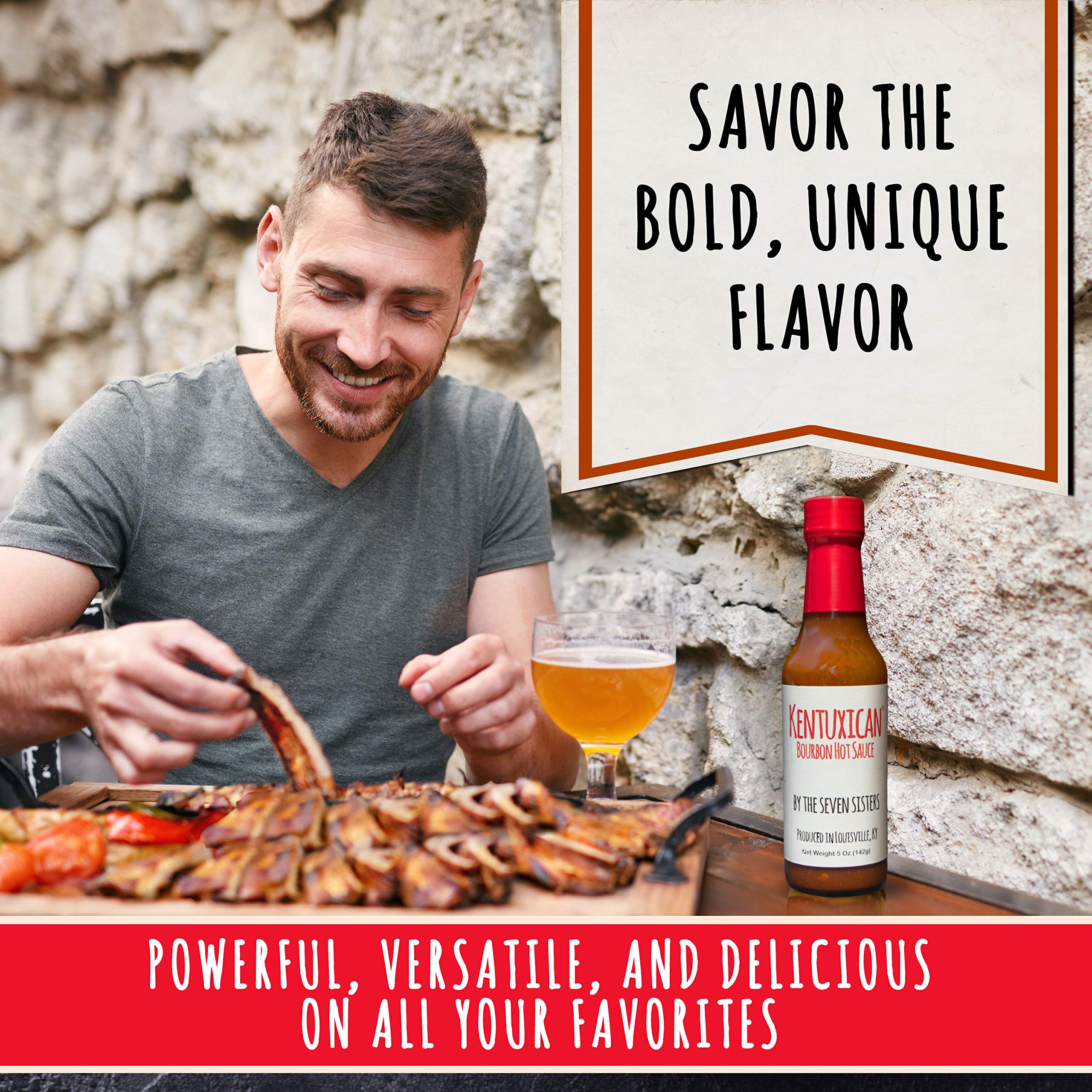 Kentuxican Bourbon Hot Sauce - Authentic Mexican Hot Sauce with Kentucky Bourbon, Habanero & Carolina Reaper Peppers - All Natural, Keto Friendly, No Preservatives - 5oz Bottle (Pack of 3) - Perfect for Tacos, Wings, BBQ & Bloody Marys