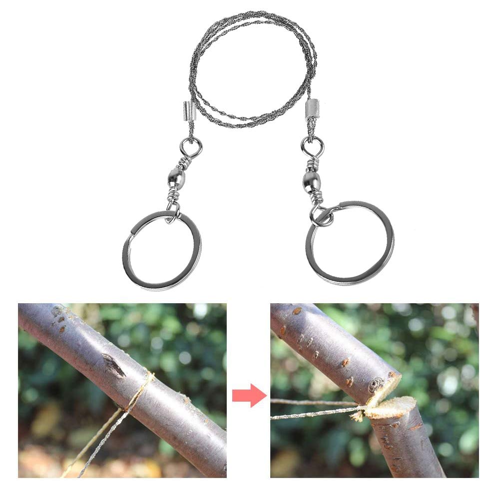 Portable Stainless Steel Wire Rope Survival Saw - 360° Rotating Camping Emergency Rescue Tool for Outdoor Adventures, Hiking & Wilderness Survival