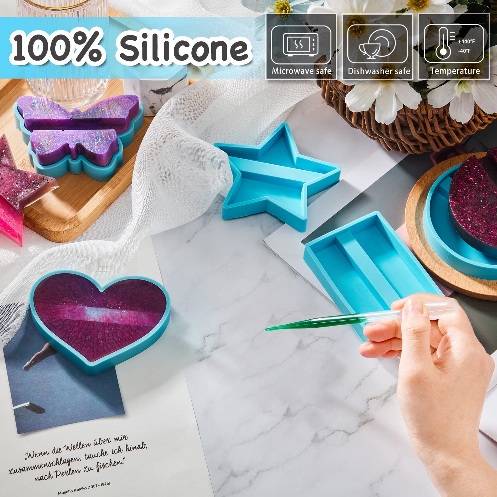 6-Piece Resin Business Card Holder & Phone Stand Mold Set - Silicone Name Display Organizer for Office Desktop, Countertop Decor, Resin Crafting & Business Card Storage