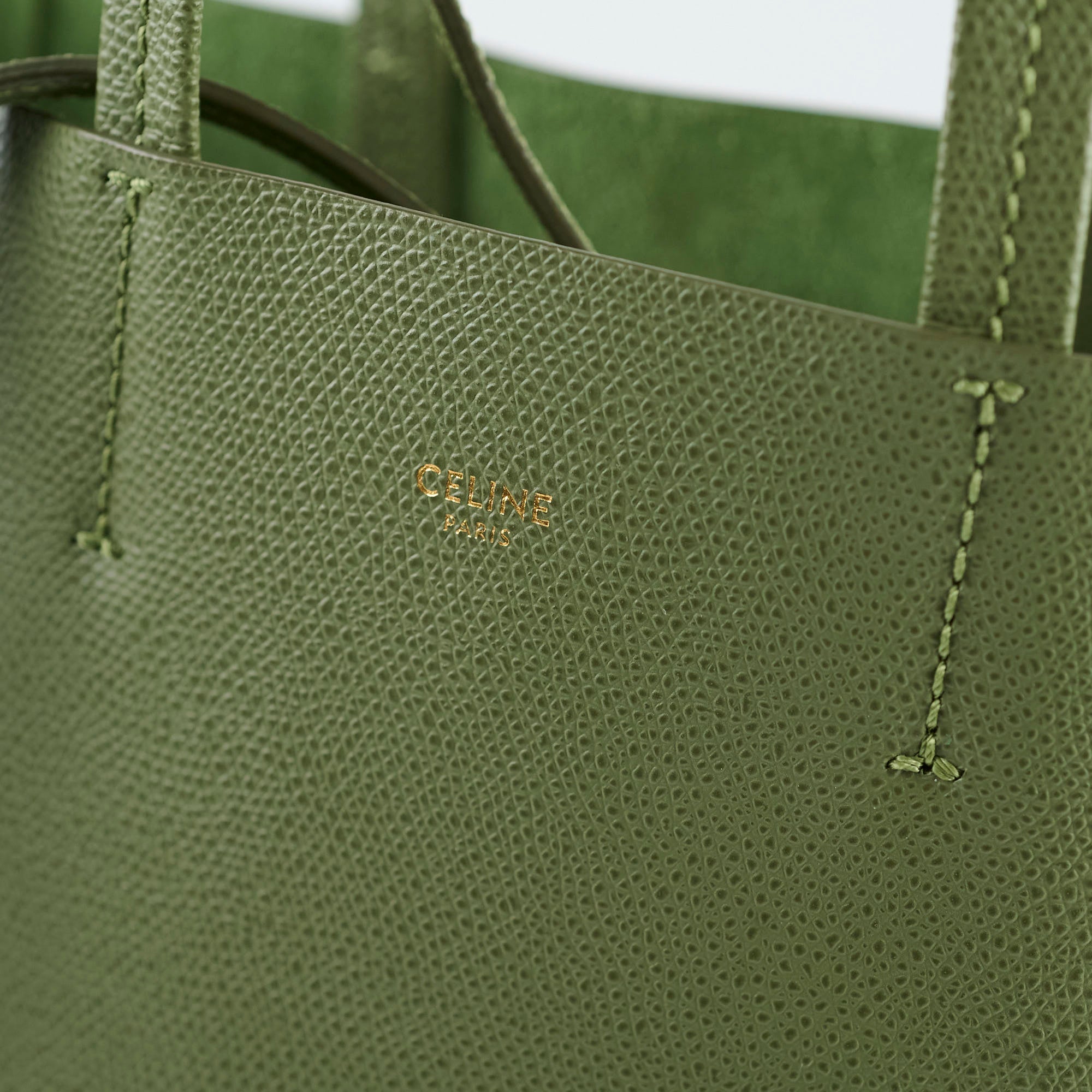 Celine Green Leather Tote Bag with Adjustable Shoulder Strap - Stylish Women's Handbag for Work, Travel & Everyday Use