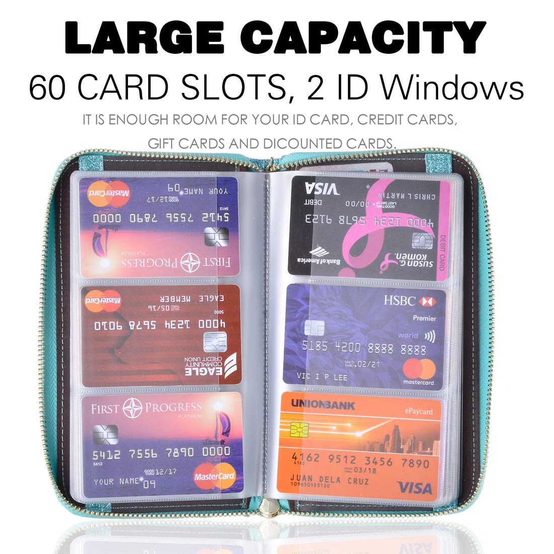 Premium RFID Blocking Leather Credit Card Holder Wallet for Women - Slim Zipper Purse with Multiple Card Slots | Perfect for Travel, Shopping & Everyday Use