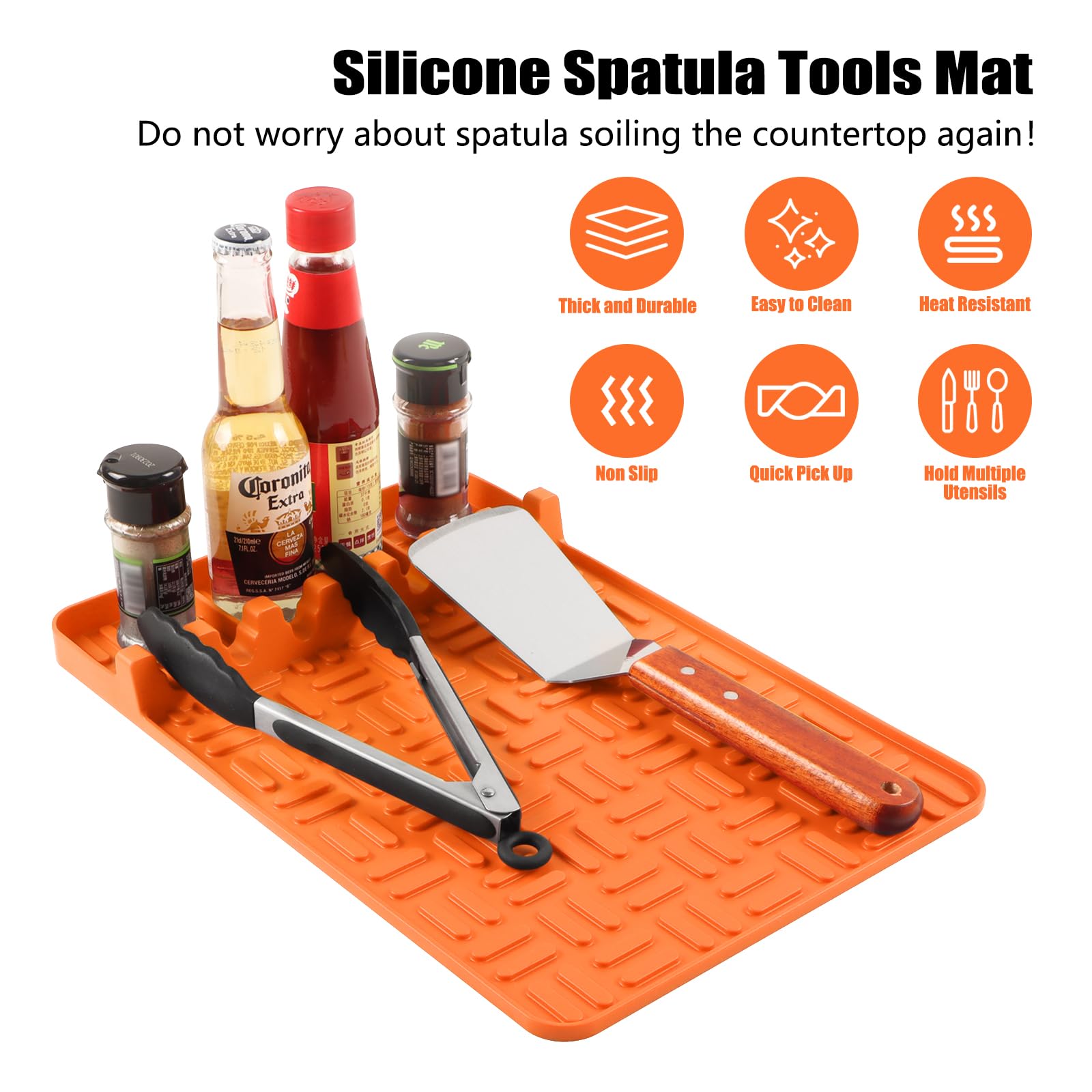 Blackstone Silicone Griddle Mat - Large Spatula & Drip Pad for Kitchen, Stovetop, Countertop - Perfect for Outdoor Grilling