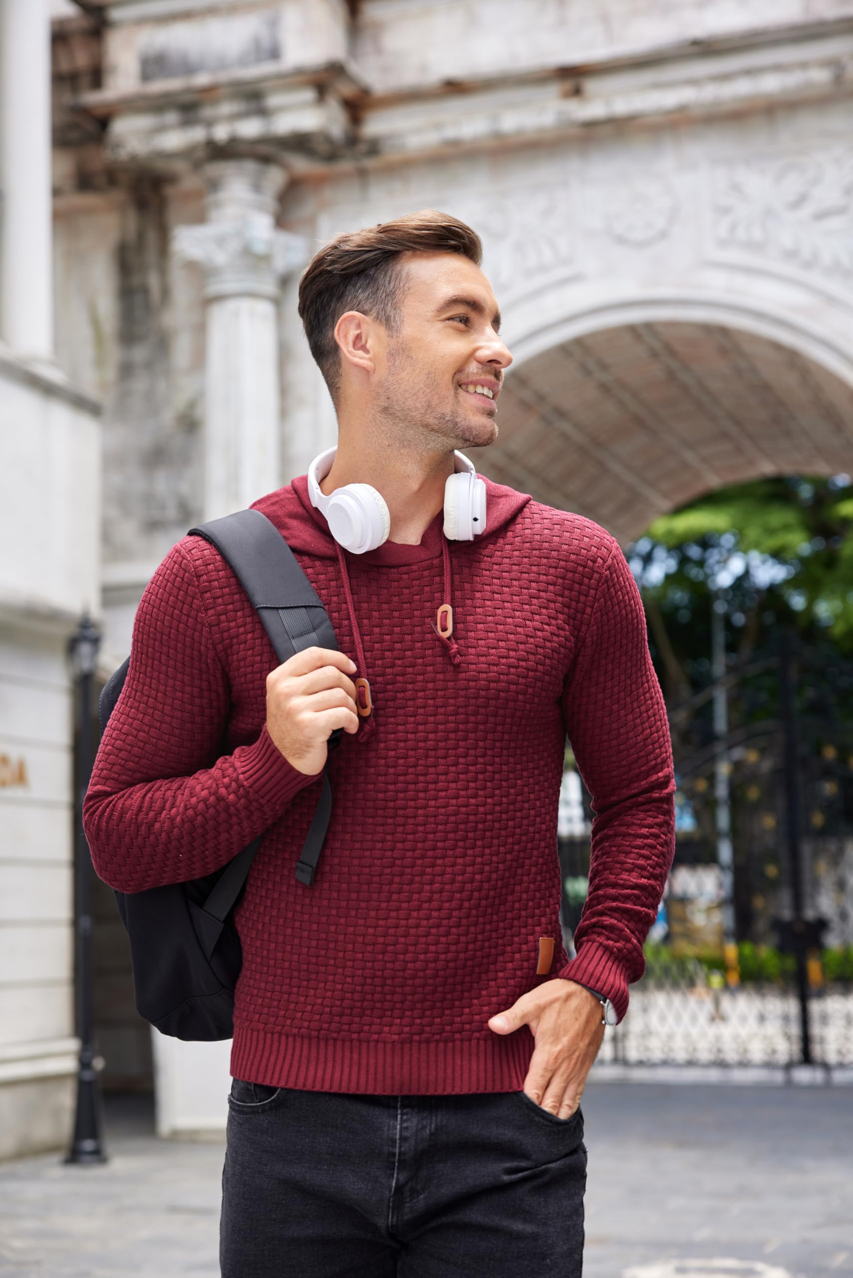 COOFANDY Men's Slim Fit Hooded Sweatshirt - Casual Long Sleeve Waffle Knit Pullover Hoodie with Drawstring | Perfect for Streetwear, Gym & Everyday Comfort